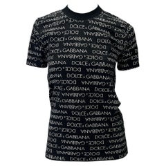 Vintage S/S 1995 Dolce & Gabbana Men's Logo Print Intimo Black White Stretch T-Shirt