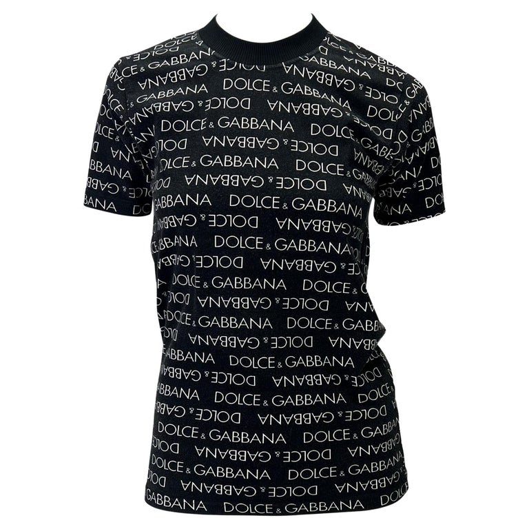 S/S 1995 Dolce and Gabbana Men's Logo Print Intimo Black White Stretch T- Shirt For Sale at 1stDibs