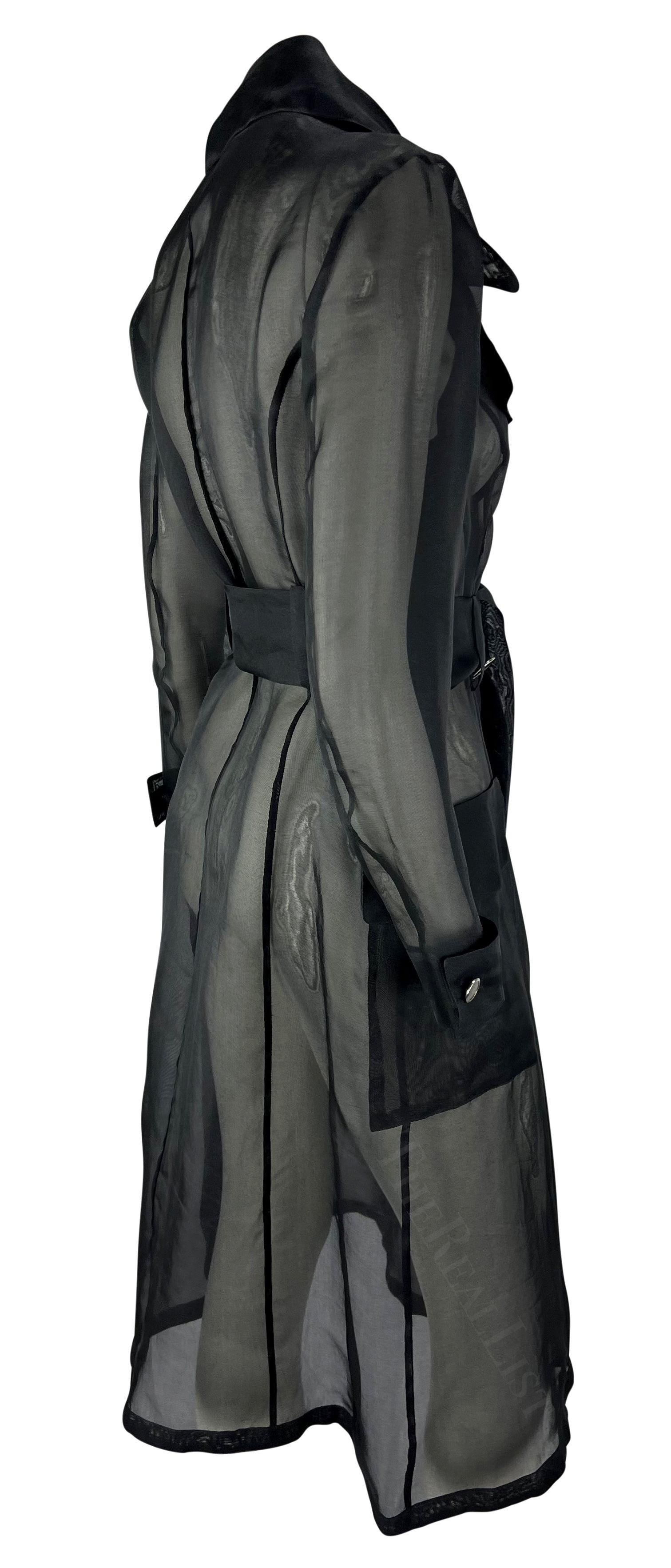 Donna P/E 1995 Dolce & Gabbana: Trench doppiopetto in seta trasparente nera in vendita