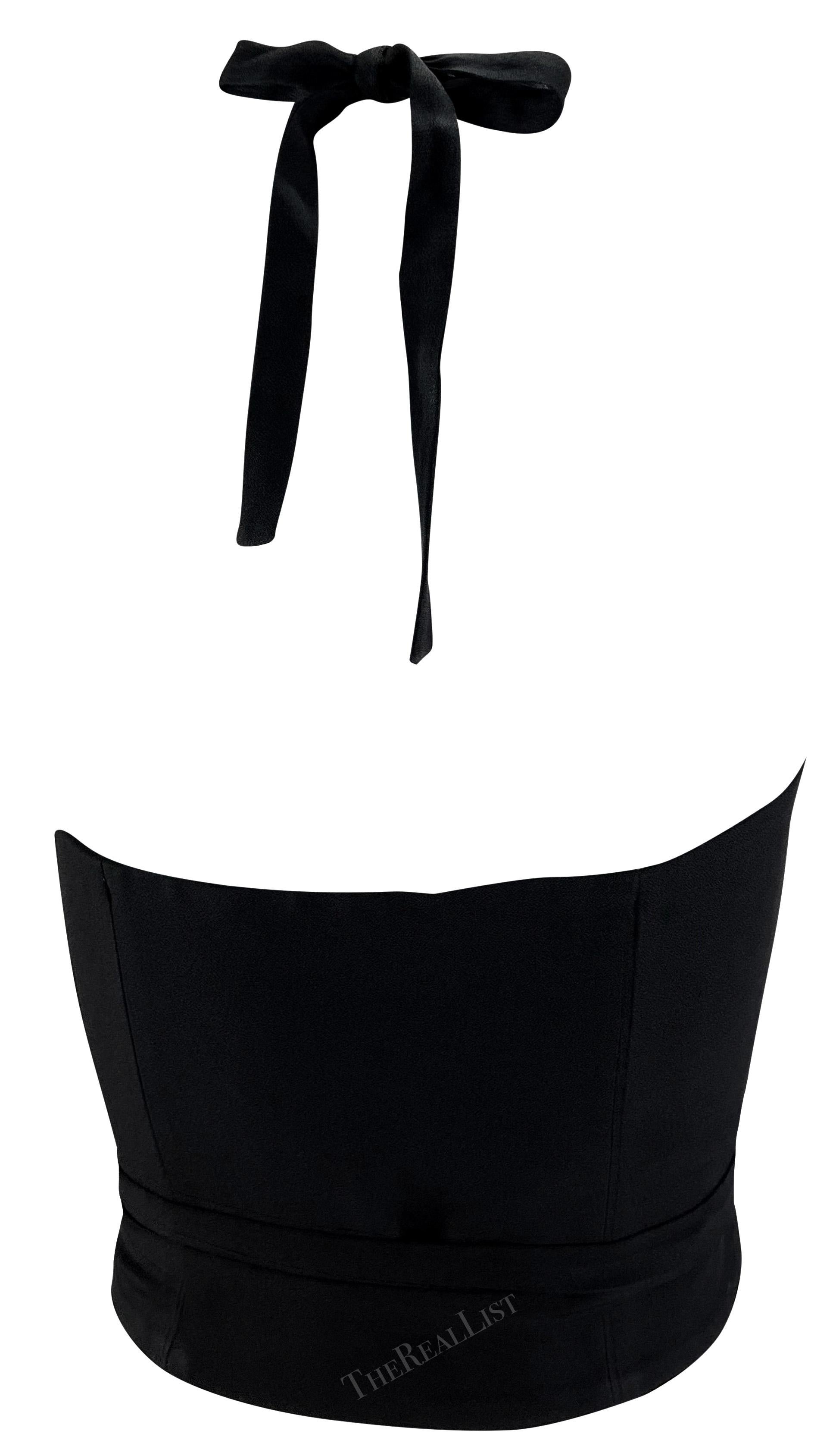 S/S 1995 Dolce & Gabbana Runway Black Wrap Halter Plunging Crop Top 1