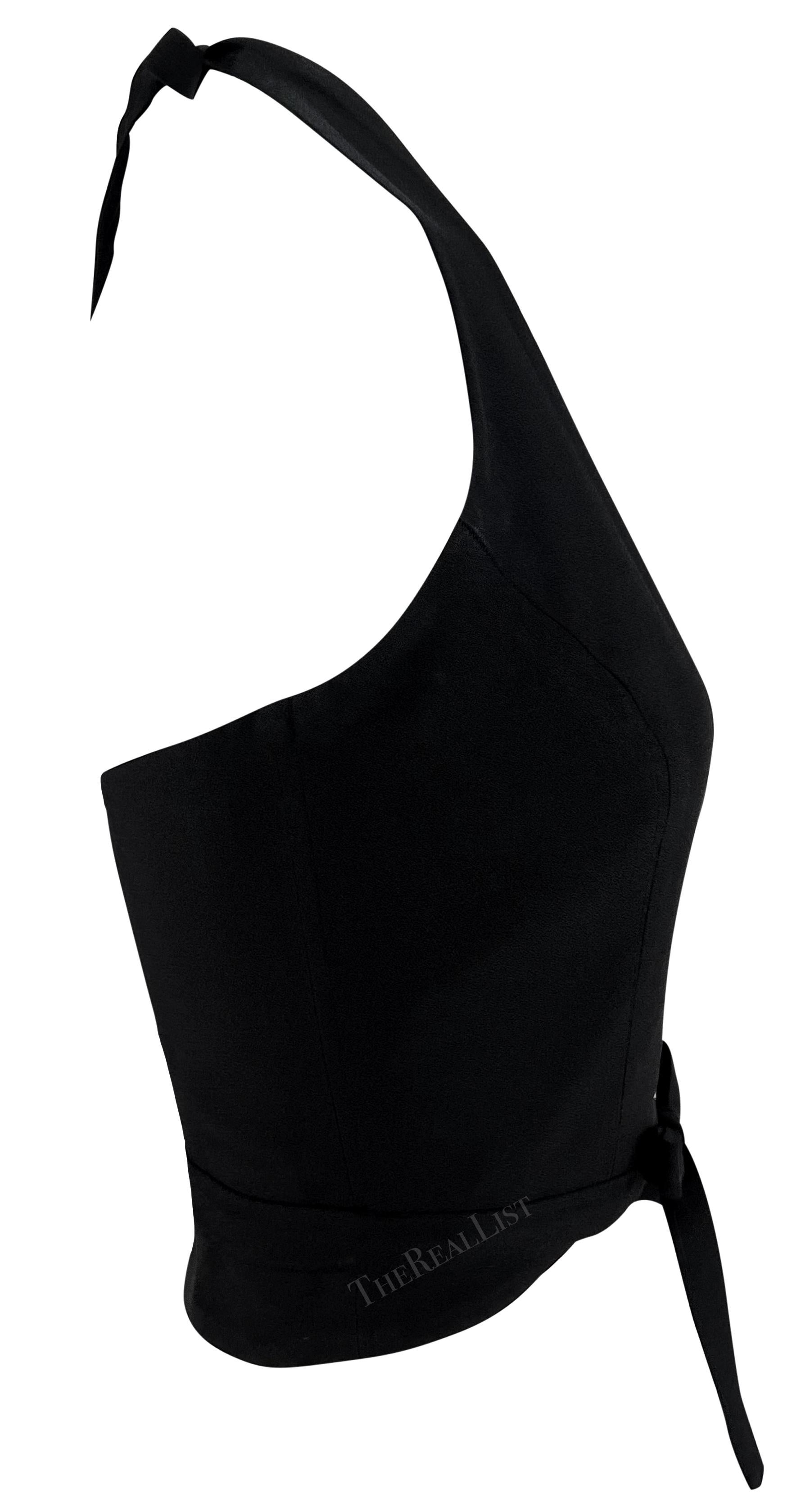 S/S 1995 Dolce & Gabbana Runway Black Wrap Halter Plunging Crop Top 2
