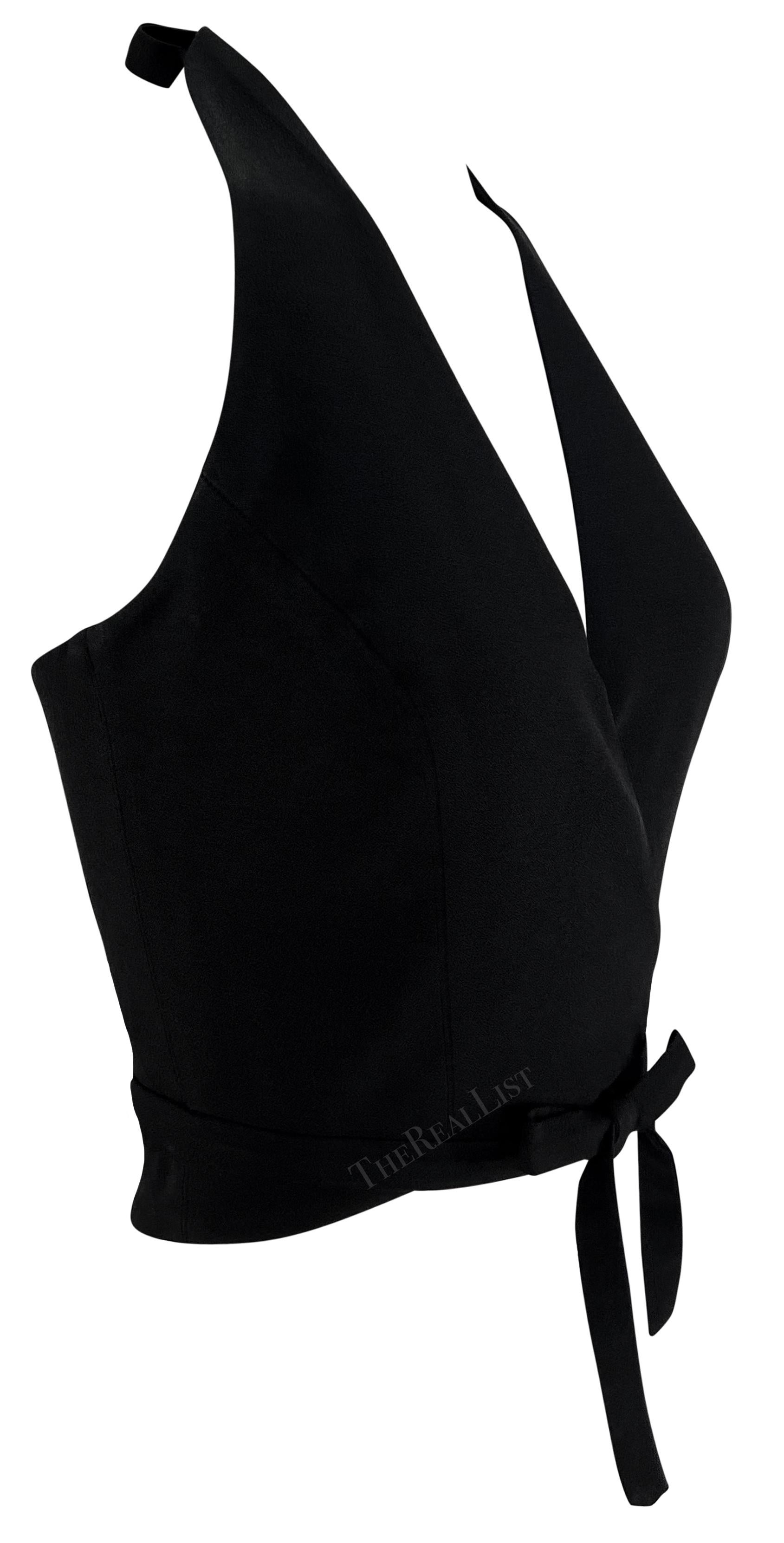 S/S 1995 Dolce & Gabbana Runway Black Wrap Halter Plunging Crop Top 3