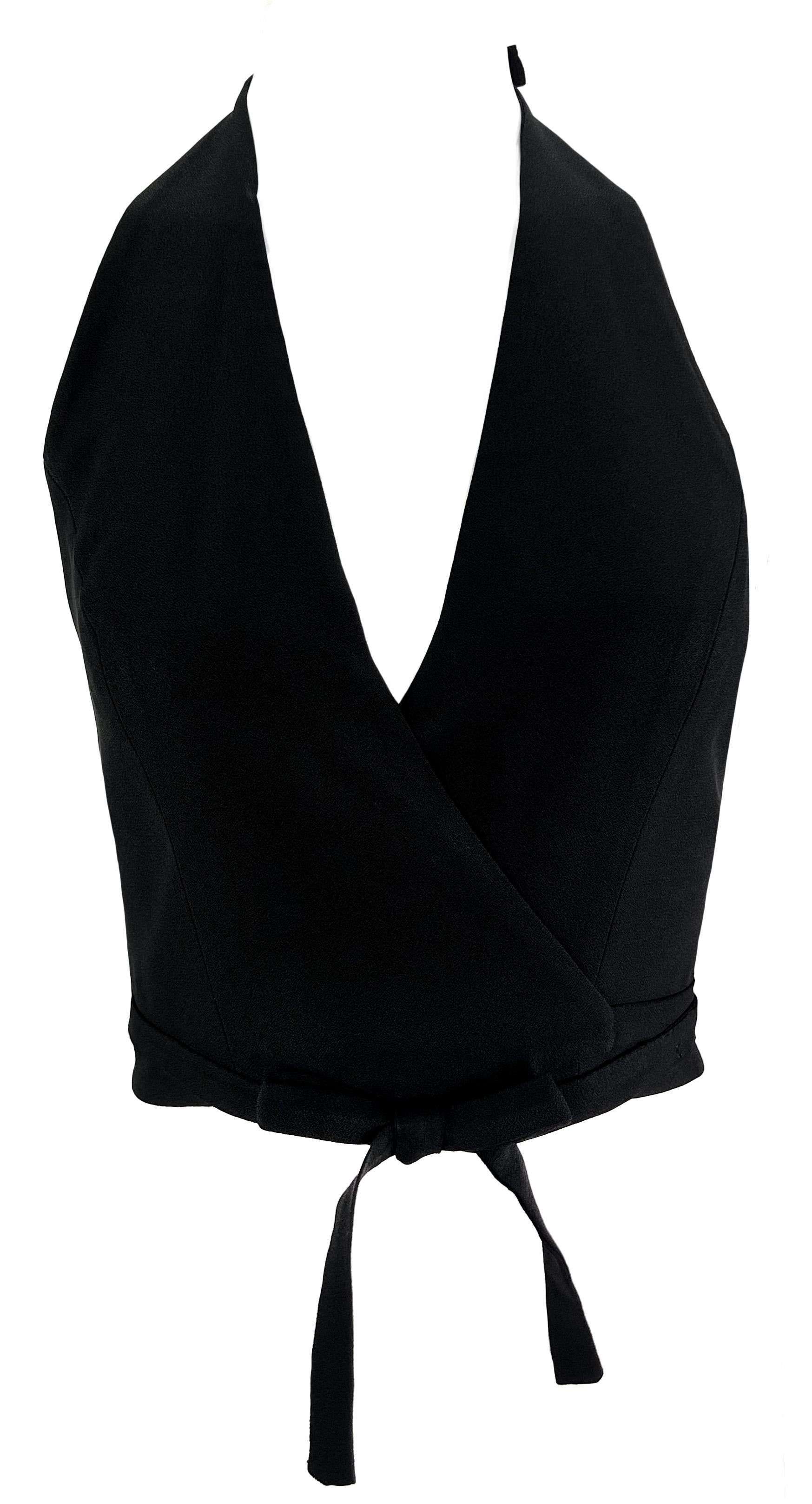 S/S 1995 Dolce & Gabbana Runway Black Wrap Halter Plunging Crop Top 4