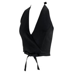 S/S 1995 Dolce & Gabbana Runway Black Wrap Halter Plunging Crop Top