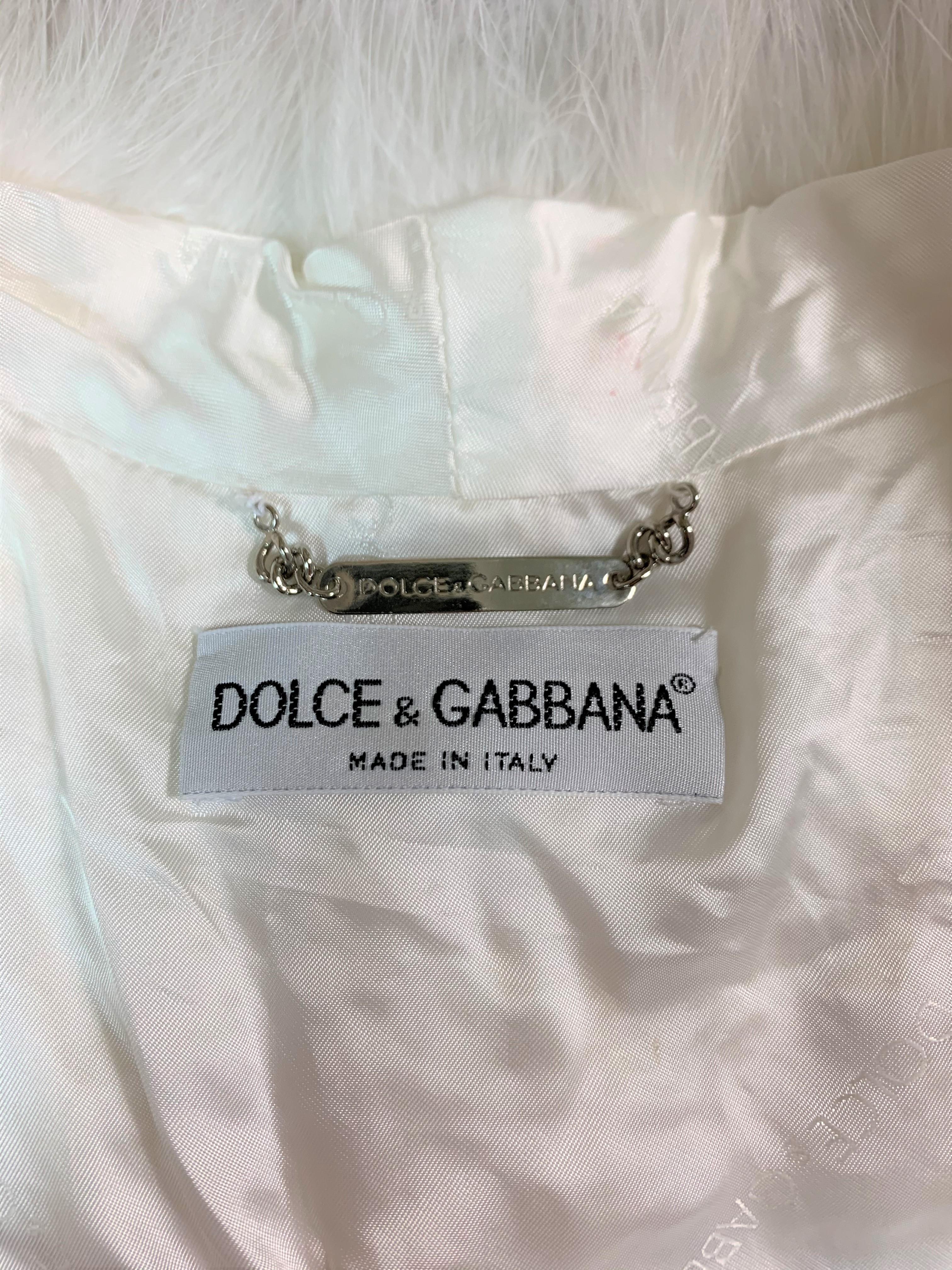 Women's S/S 1995 Dolce & Gabbana Runway White Feather Cropped Jacket & Hat