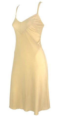 S/S 1995 Donna Karan Beige Stretch Bodycon Panel Slip Dress