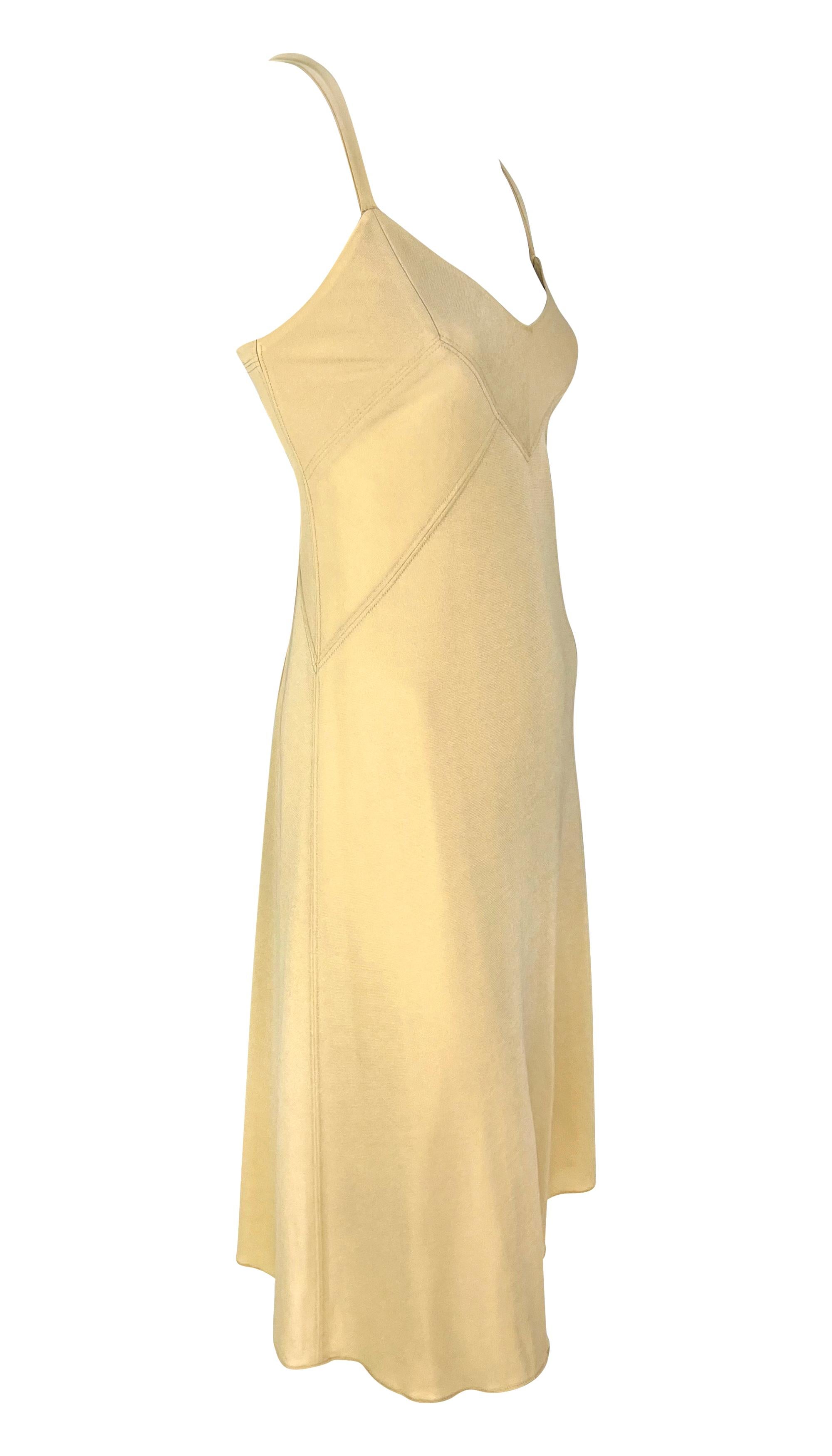 Women's S/S 1995 Donna Karan Beige Stretch Bodycon Panel Slip Dress For Sale