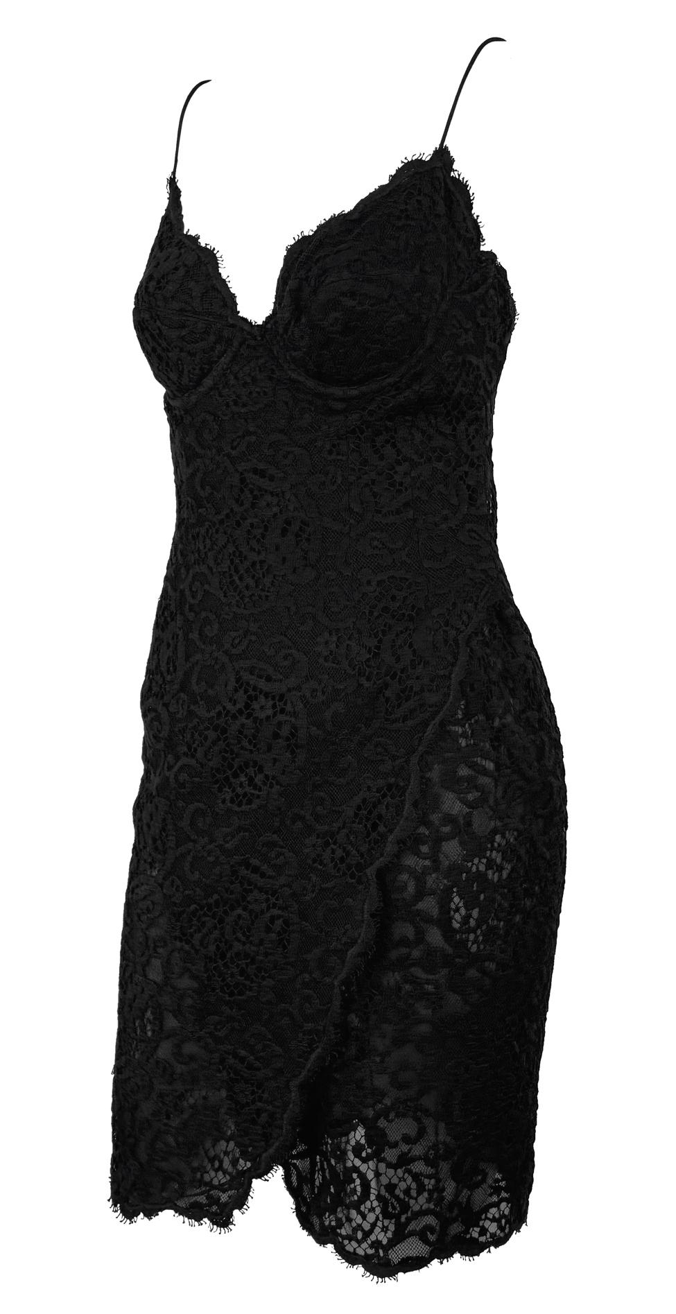 S/S 1995 Donna Karan Laufsteg Schwarzes geblümtes Spitzenkleid im Zustand „Hervorragend“ im Angebot in West Hollywood, CA