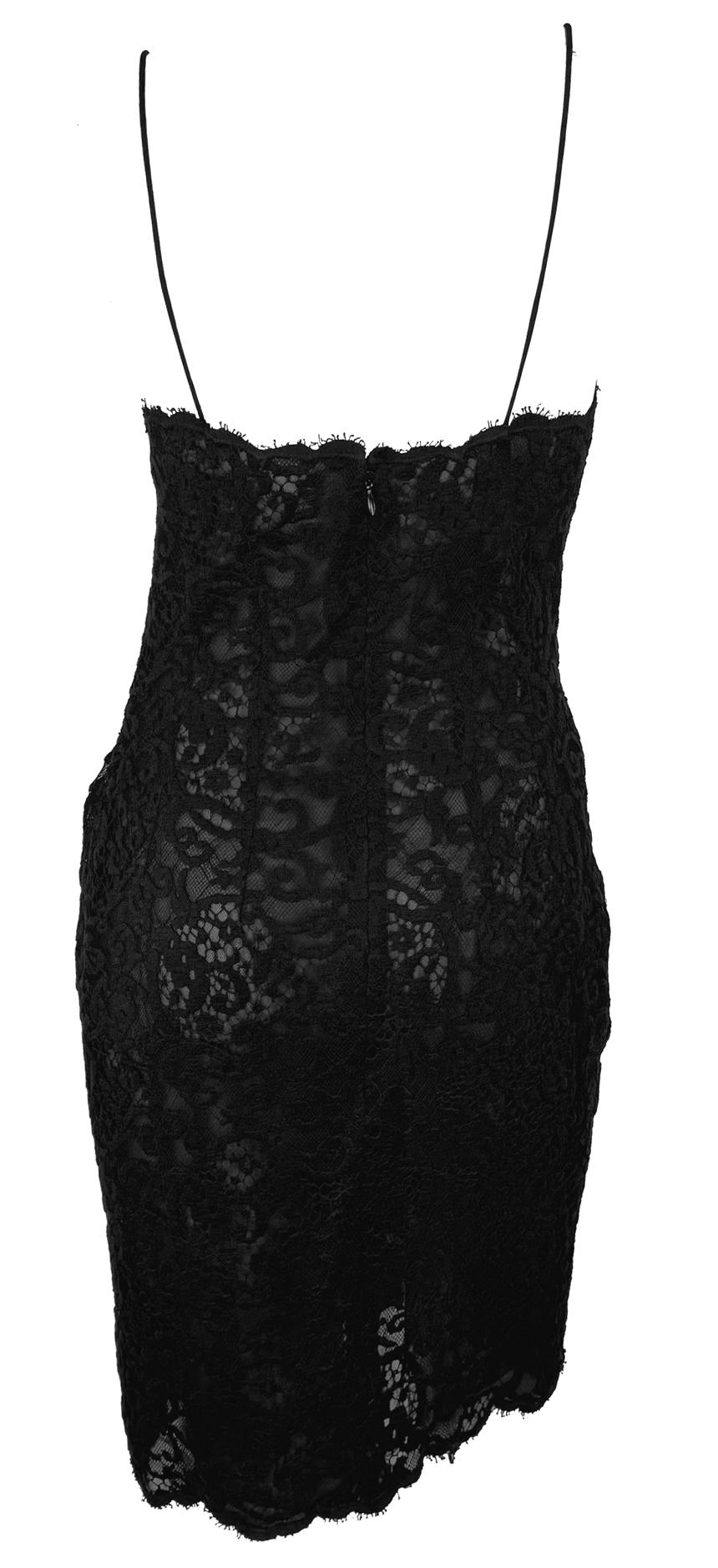 S/S 1995 Donna Karan Laufsteg Schwarzes geblümtes Spitzenkleid im Angebot 1