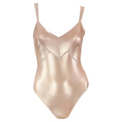 S/S 1995 Donna Karan - Top Body Stretch Bodycon metallizzato e scintillante - Rosa Blush