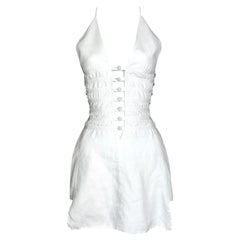 S/S 1995 Fendi by Karl Lagerfeld Runway White Cut-Out Plunging Mini Dress