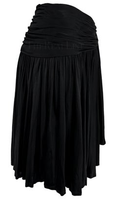 S/S 1995 Gianni Versace Black Pleated Faux Wrap Flare Skirt