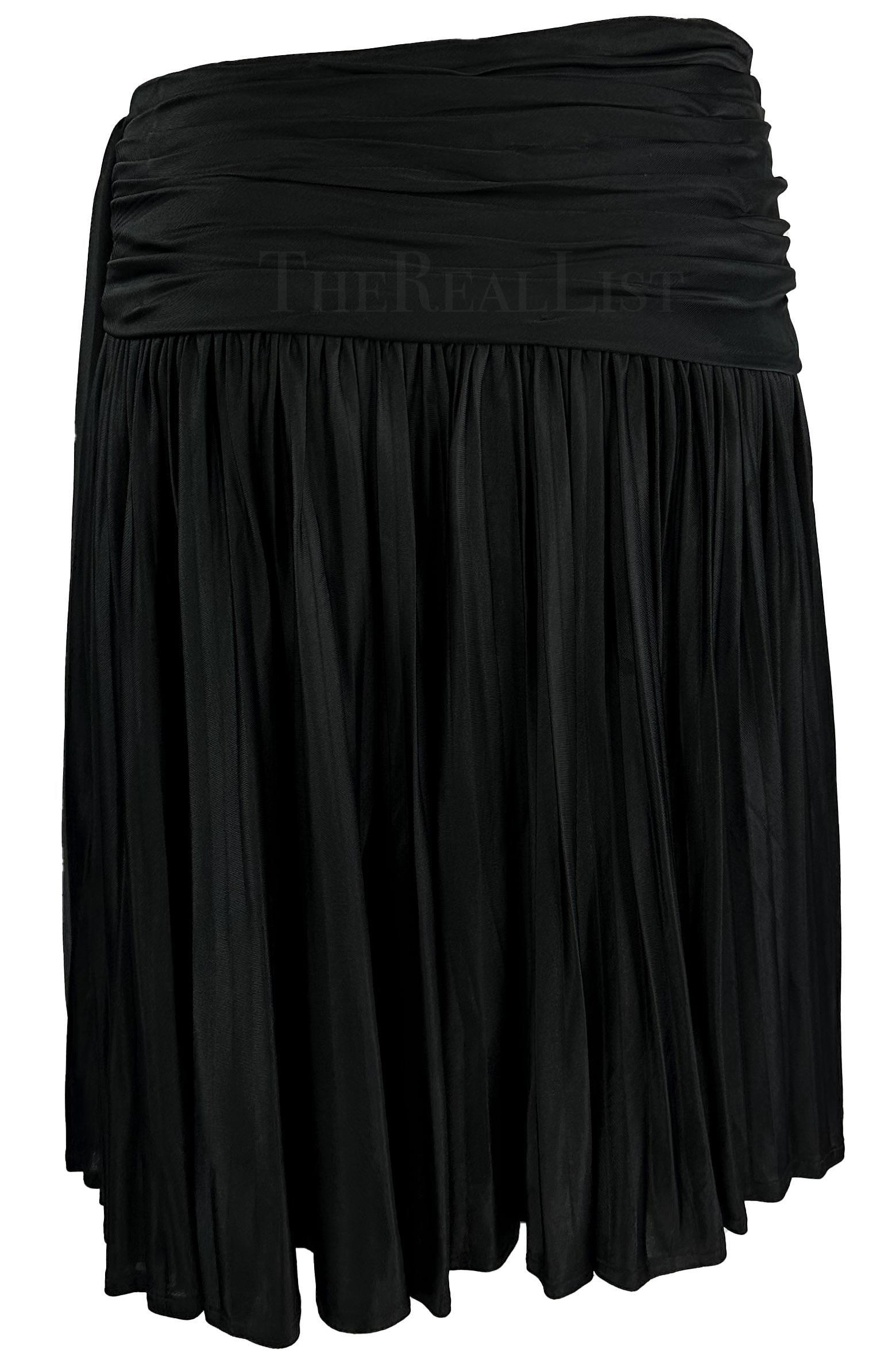 Women's S/S 1995 Gianni Versace Black Pleated Faux Wrap Flare Skirt For Sale