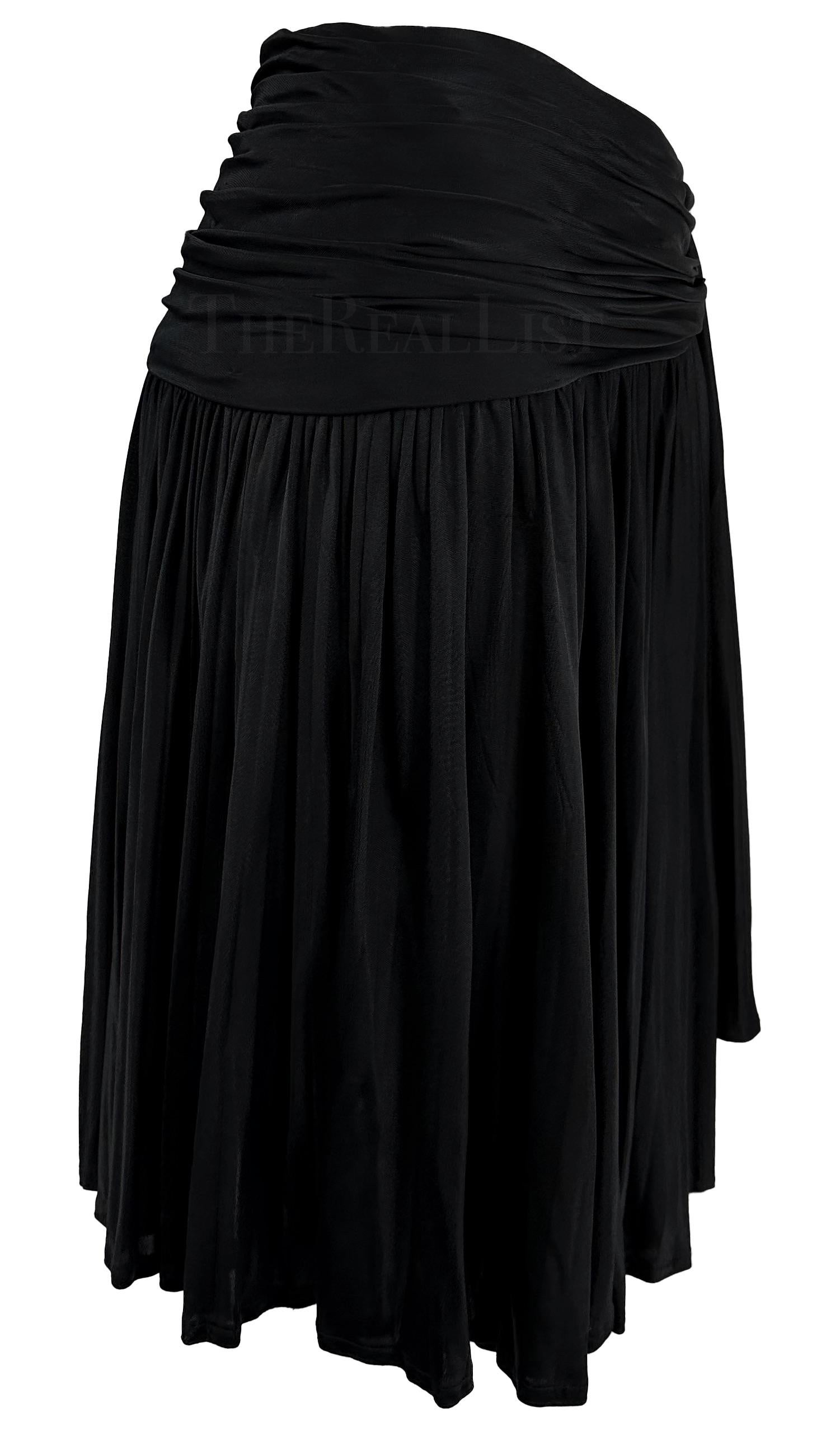 S/S 1995 Gianni Versace Black Pleated Faux Wrap Flare Skirt For Sale 1