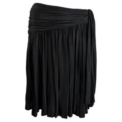 Vintage S/S 1995 Gianni Versace Black Pleated Faux Wrap Flare Skirt