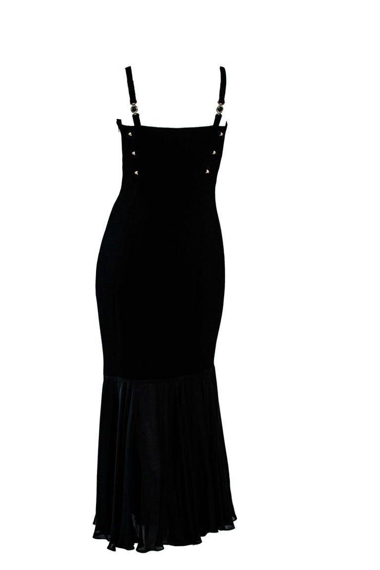 versace black corset dress Versace Leather Corset Midi Dress, Female, Black, 44