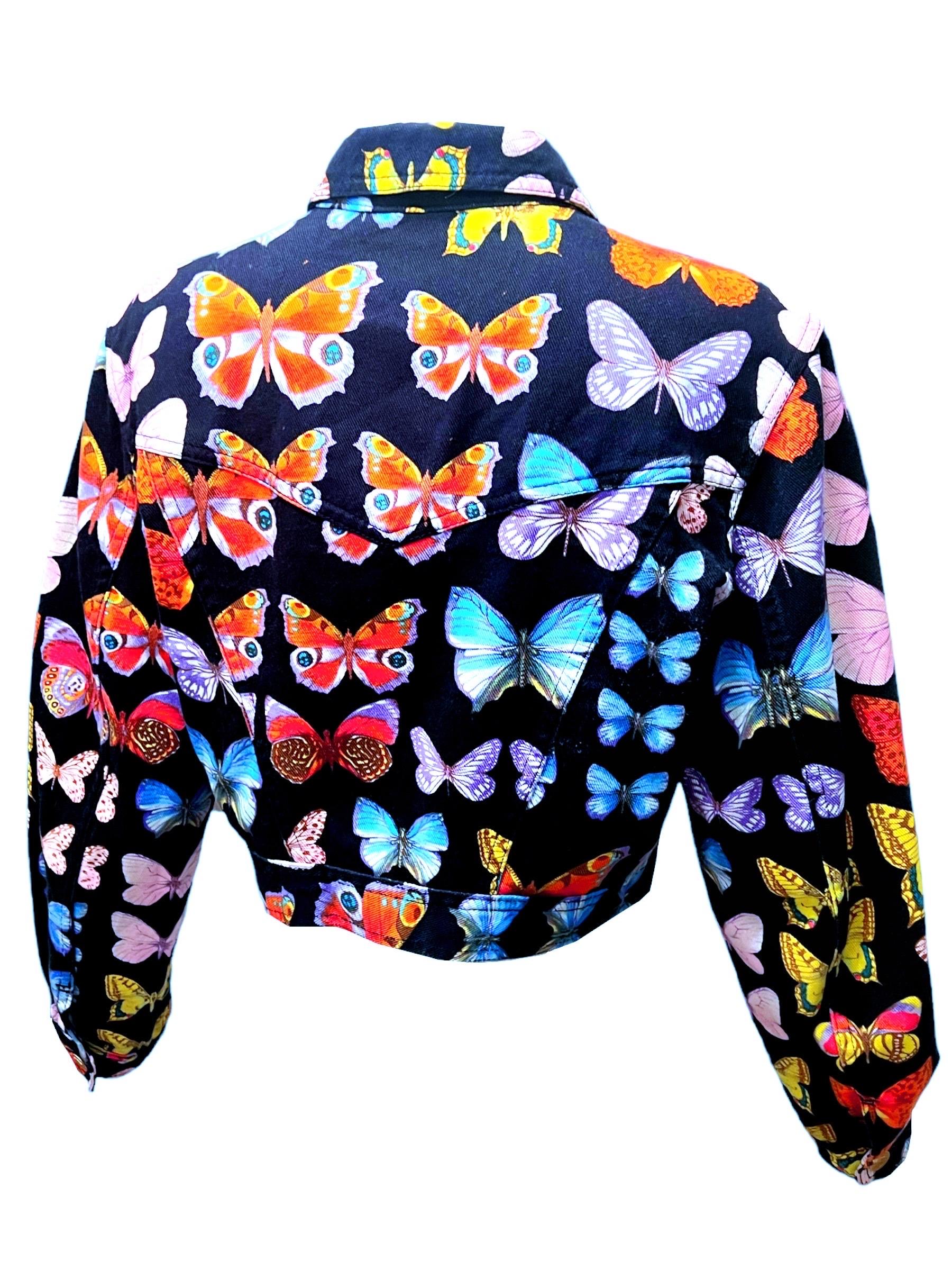S/S 1995 Gianni Versace Butterfly Printed Jacket For Sale 2