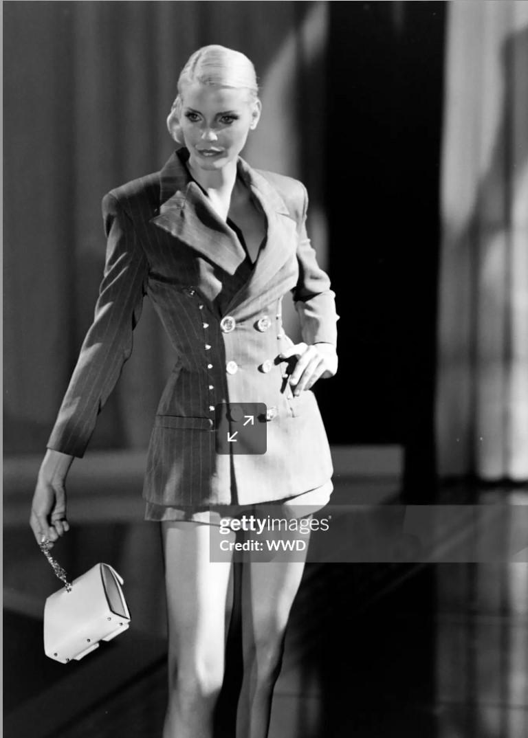 S/S 1995 Gianni Versace Couture Bustier Medusa Wool Black Dress For Sale 6