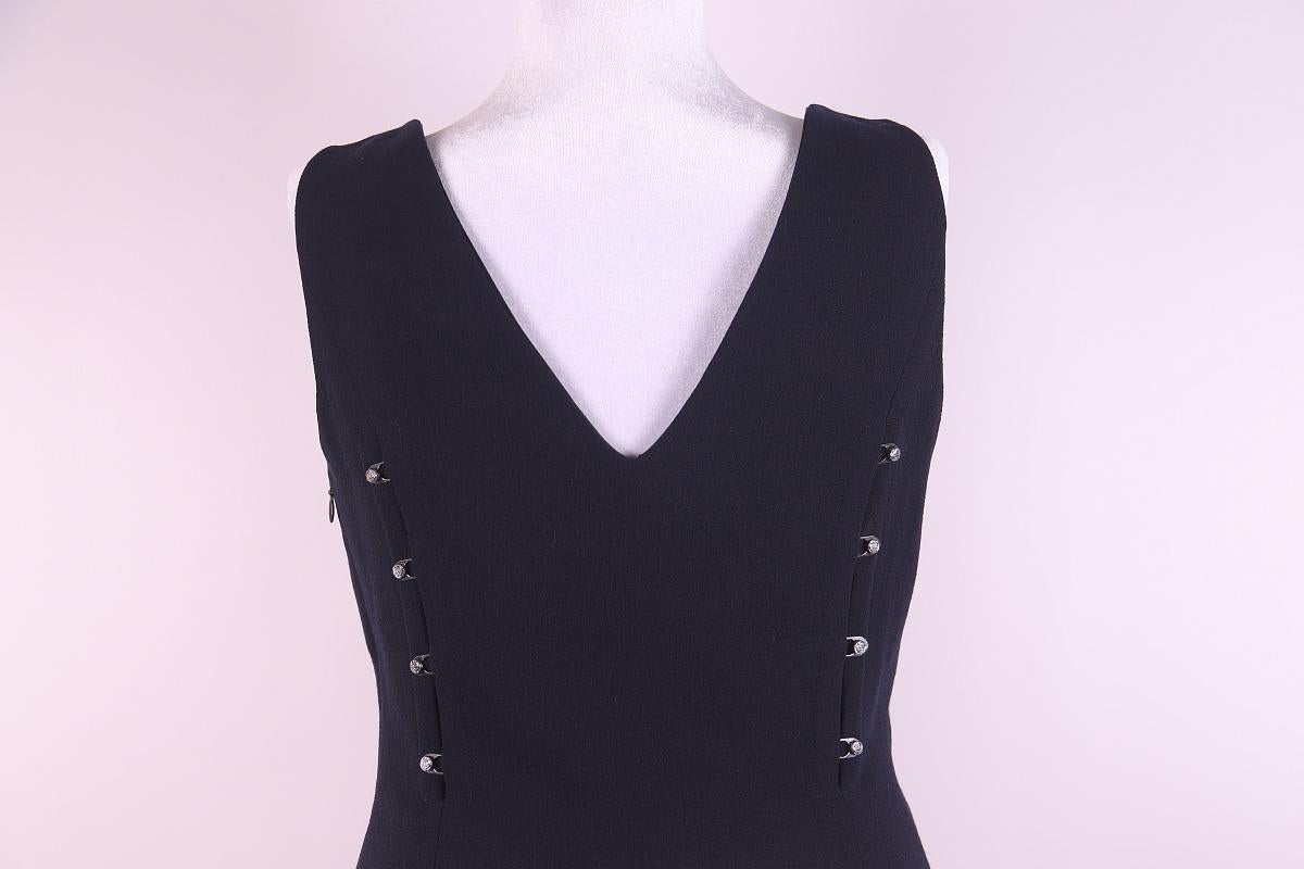 S/S 1995 Gianni Versace Couture Bustier Medusa Wool Black Dress In Excellent Condition For Sale In Алматинский Почтамт, KZ