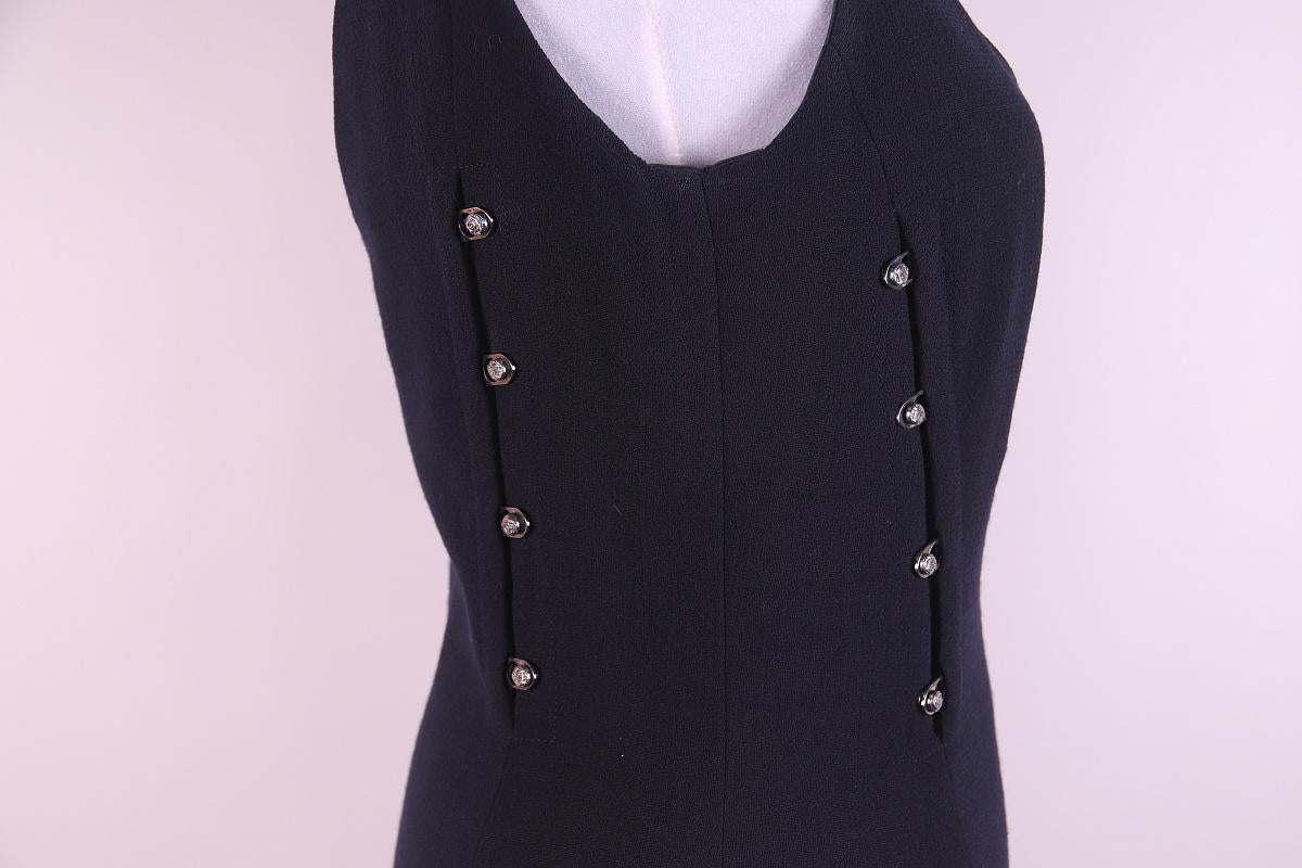 Women's S/S 1995 Gianni Versace Couture Bustier Medusa Wool Black Dress For Sale