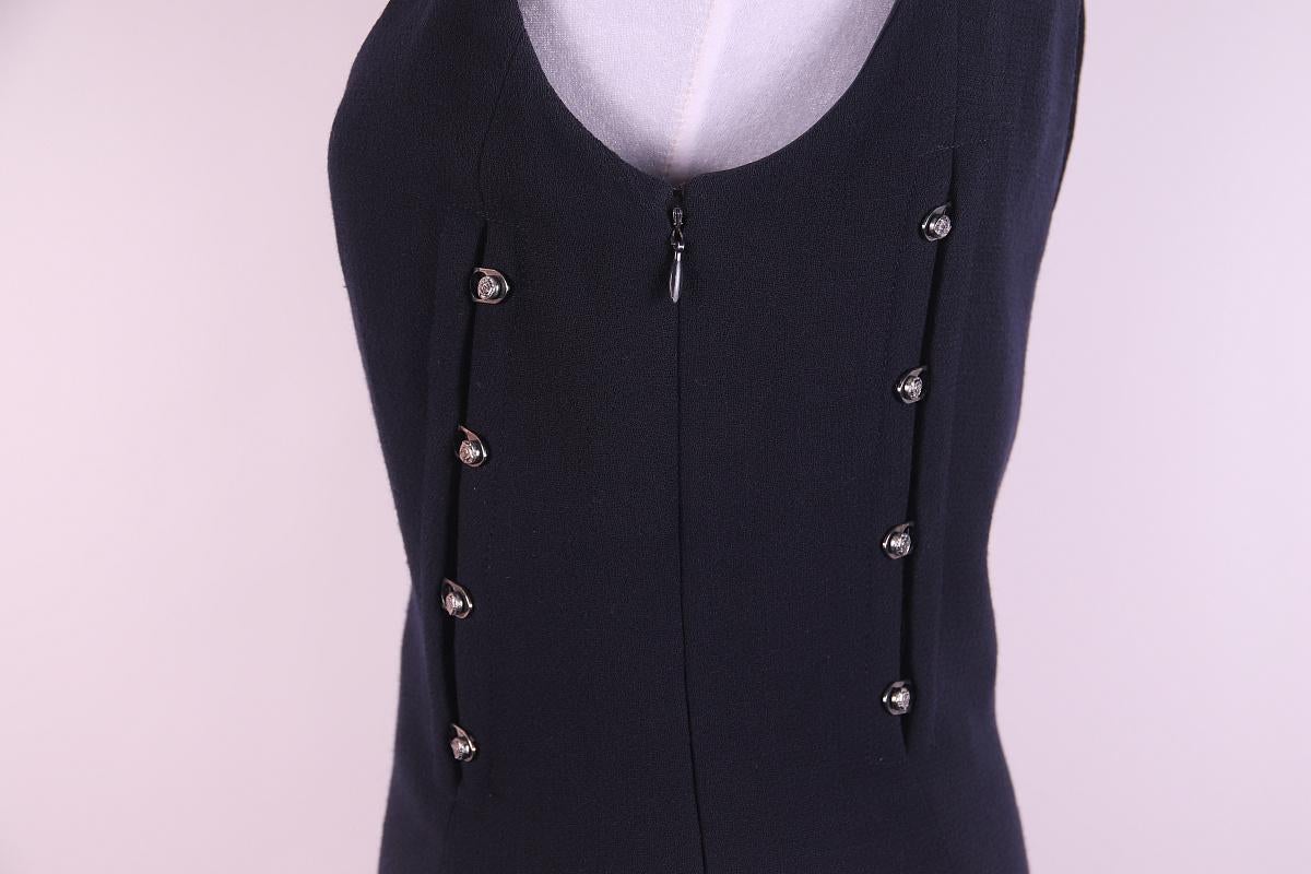 S/S 1995 Gianni Versace Couture Bustier Medusa Wool Black Dress For Sale 2