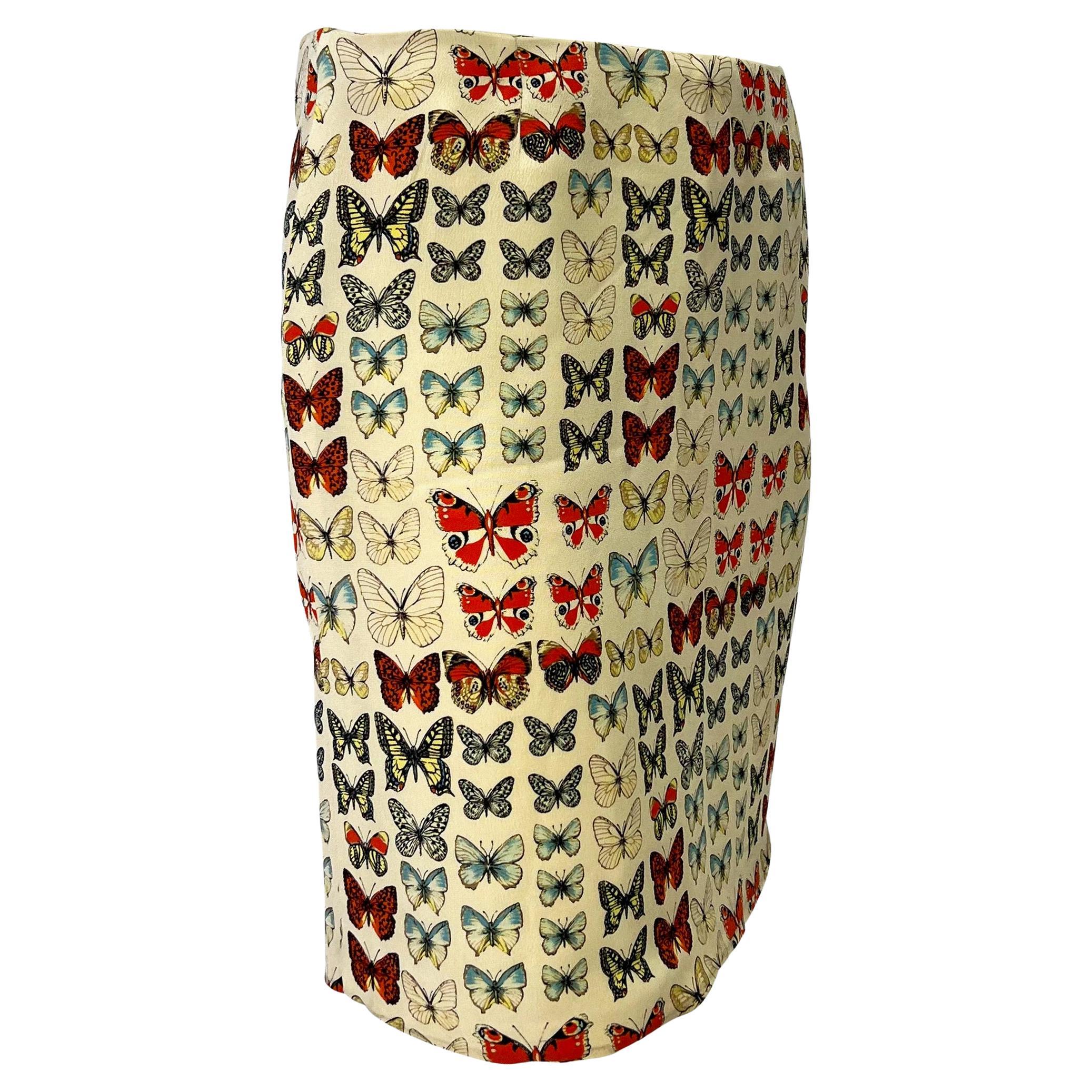 S/S 1995 Gianni Versace Couture Butterfly Moth Print Cream Mini Skirt For Sale 2