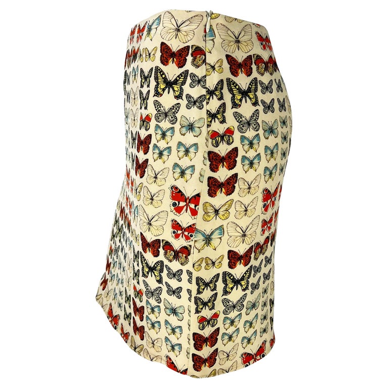 S/S 1995 Gianni Versace Couture Butterfly Moth Print Cream Mini Skirt ...