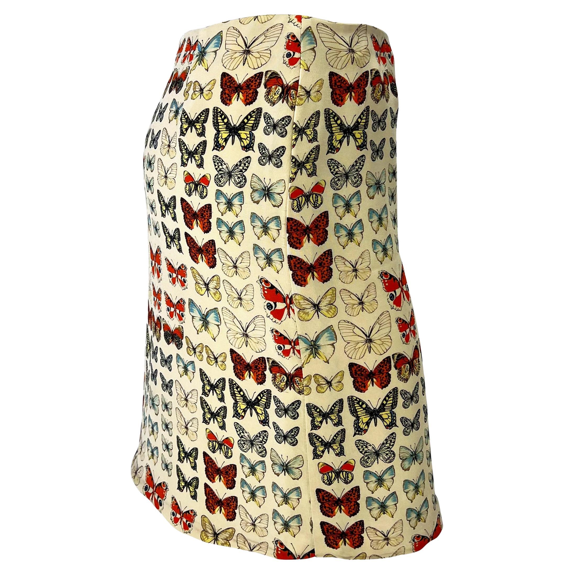 S/S 1995 Gianni Versace Couture Butterfly Moth Print Cream Mini Skirt ...
