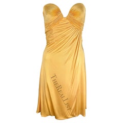 S/S 1995 Gianni Versace Couture Light Orange Yellow Flare Strapless Dress