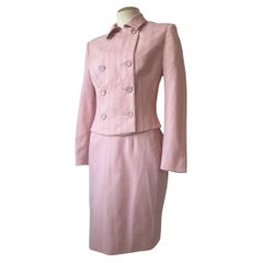 S/S 1995 Gianni Versace Couture Pink Gingham Skirt Suit