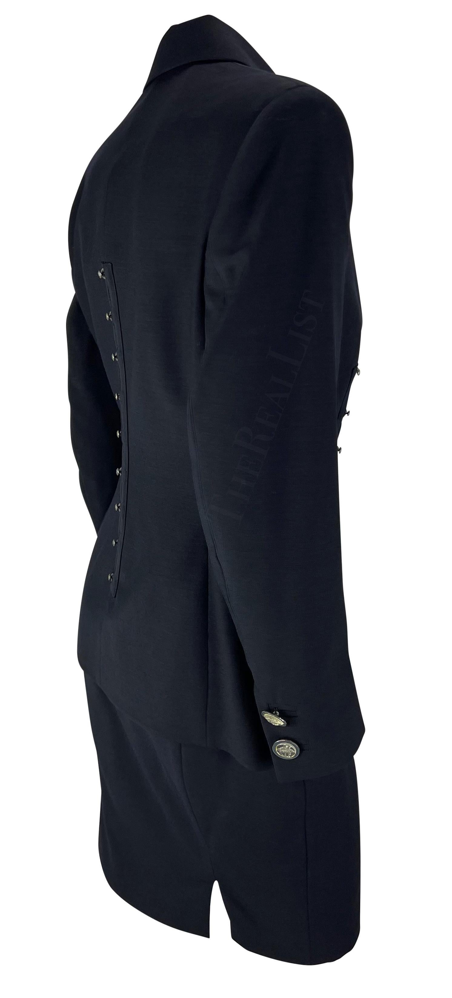 S/S 1995 Gianni Versace Couture Runway Corset Boned Medusa Black Skirt Suit For Sale 6