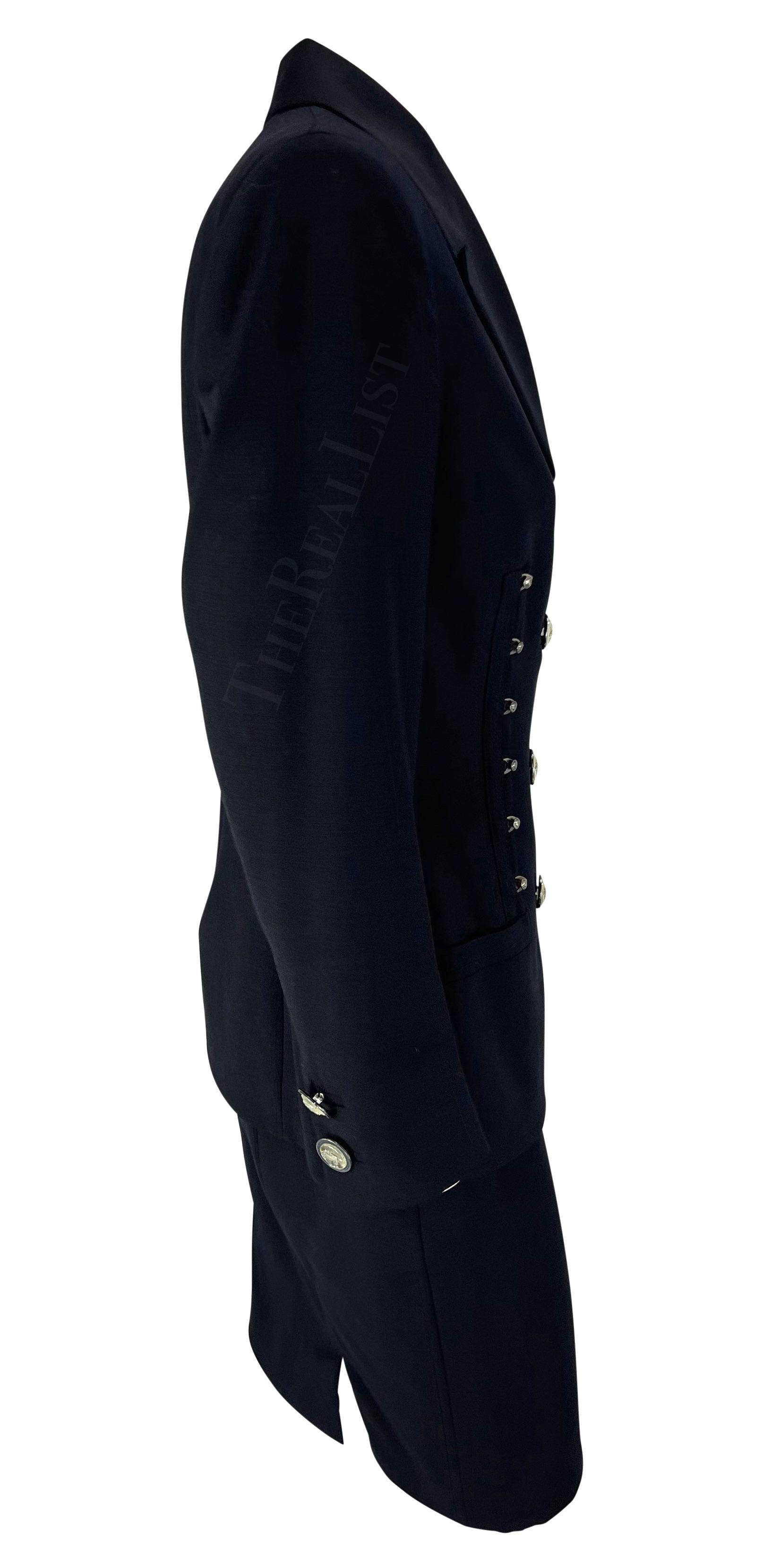 S/S 1995 Gianni Versace Couture Runway Corset Boned Medusa Black Skirt Suit For Sale 7