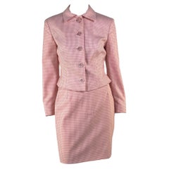 S/S 1995 Gianni Versace Couture Runway Pink Gingham Runway Skirt Suit 