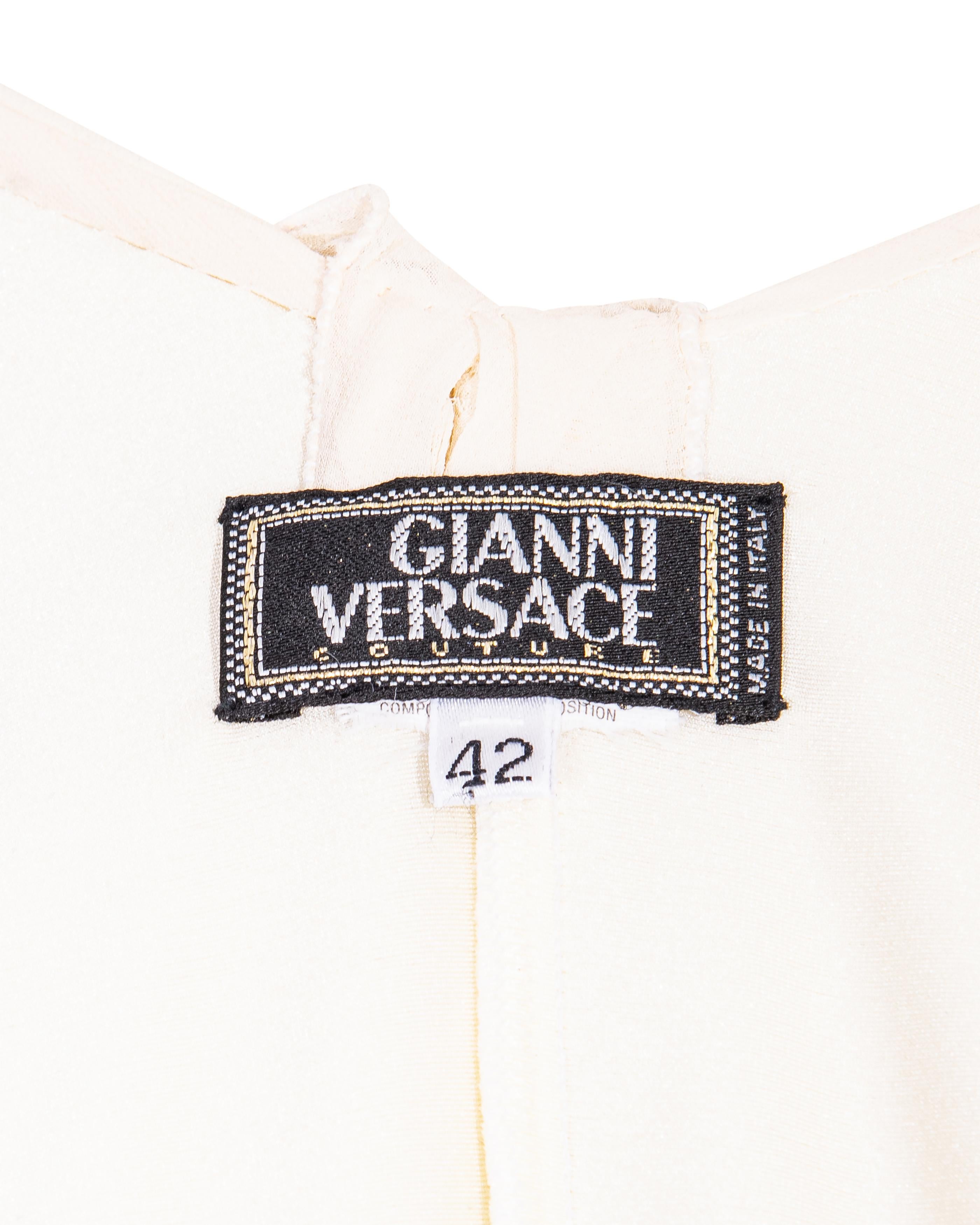 S/S 1995 Gianni Versace Couture Silk Chiffon Drape Front Gown 9