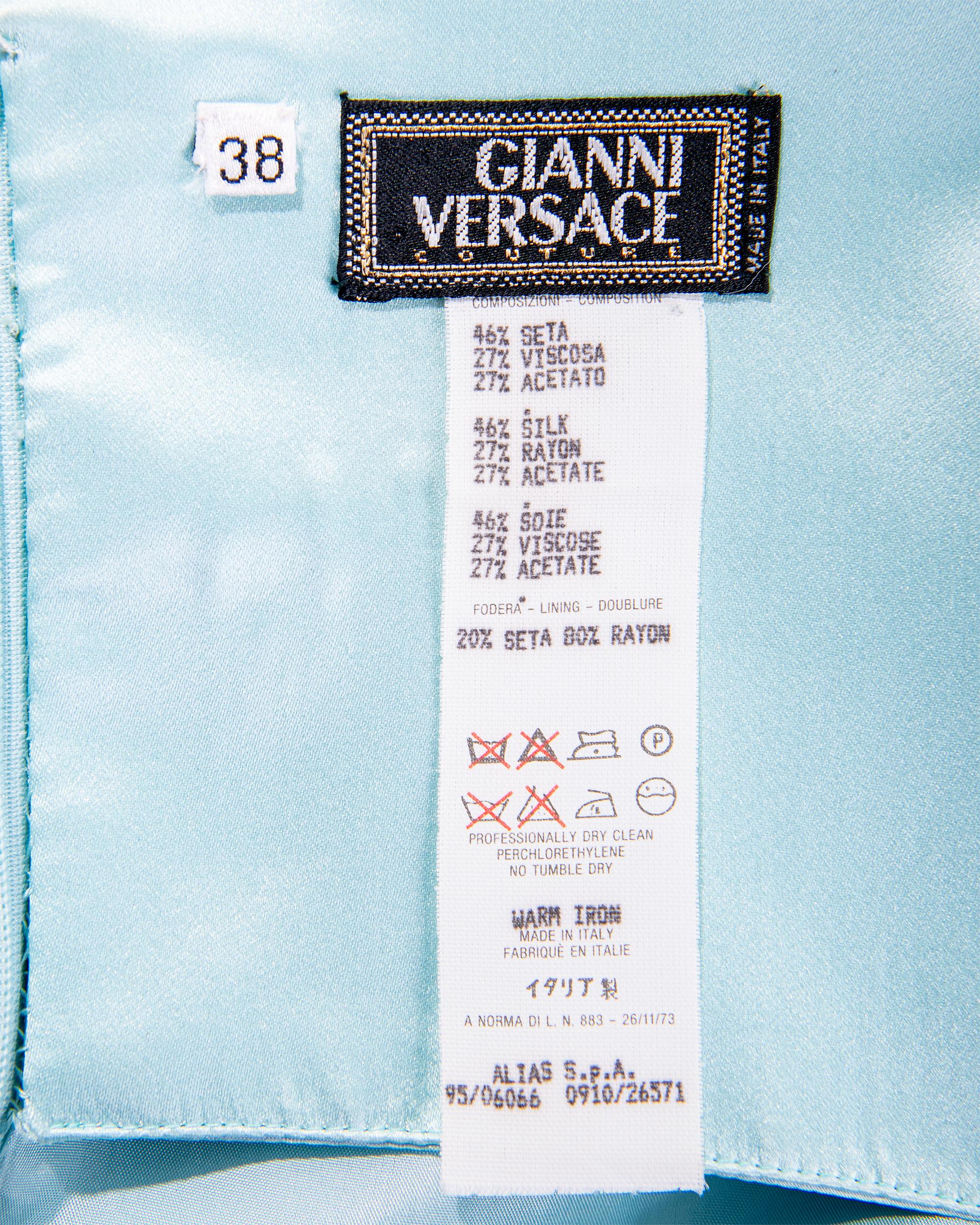 S/S 1995 Gianni Versace Couture Sky Blue Bustier Gown For Sale 9