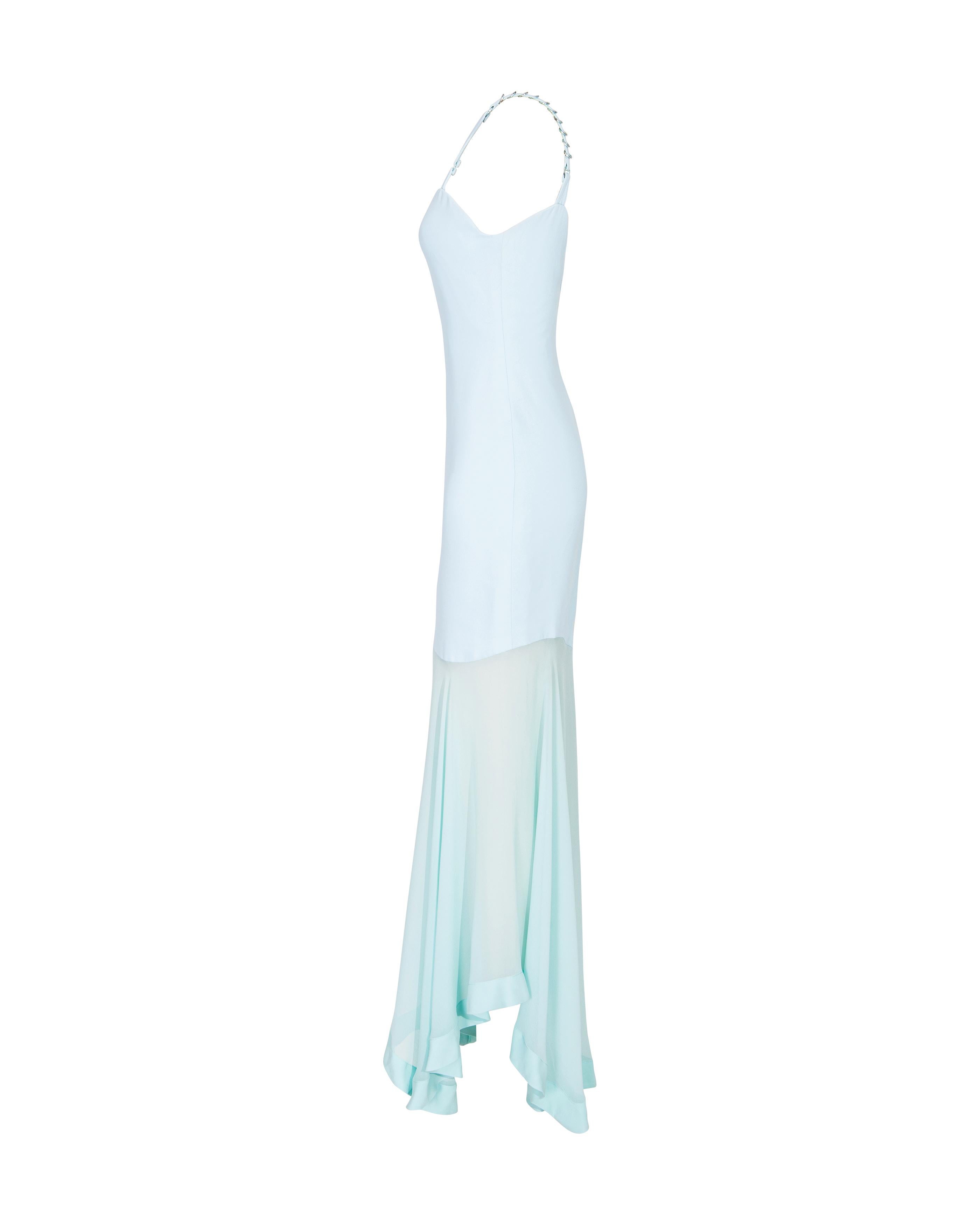 Women's S/S 1995 Gianni Versace Couture Sky Blue Bustier Gown For Sale