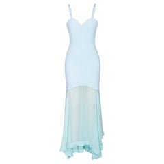 Retro S/S 1995 Gianni Versace Couture Sky Blue Bustier Gown