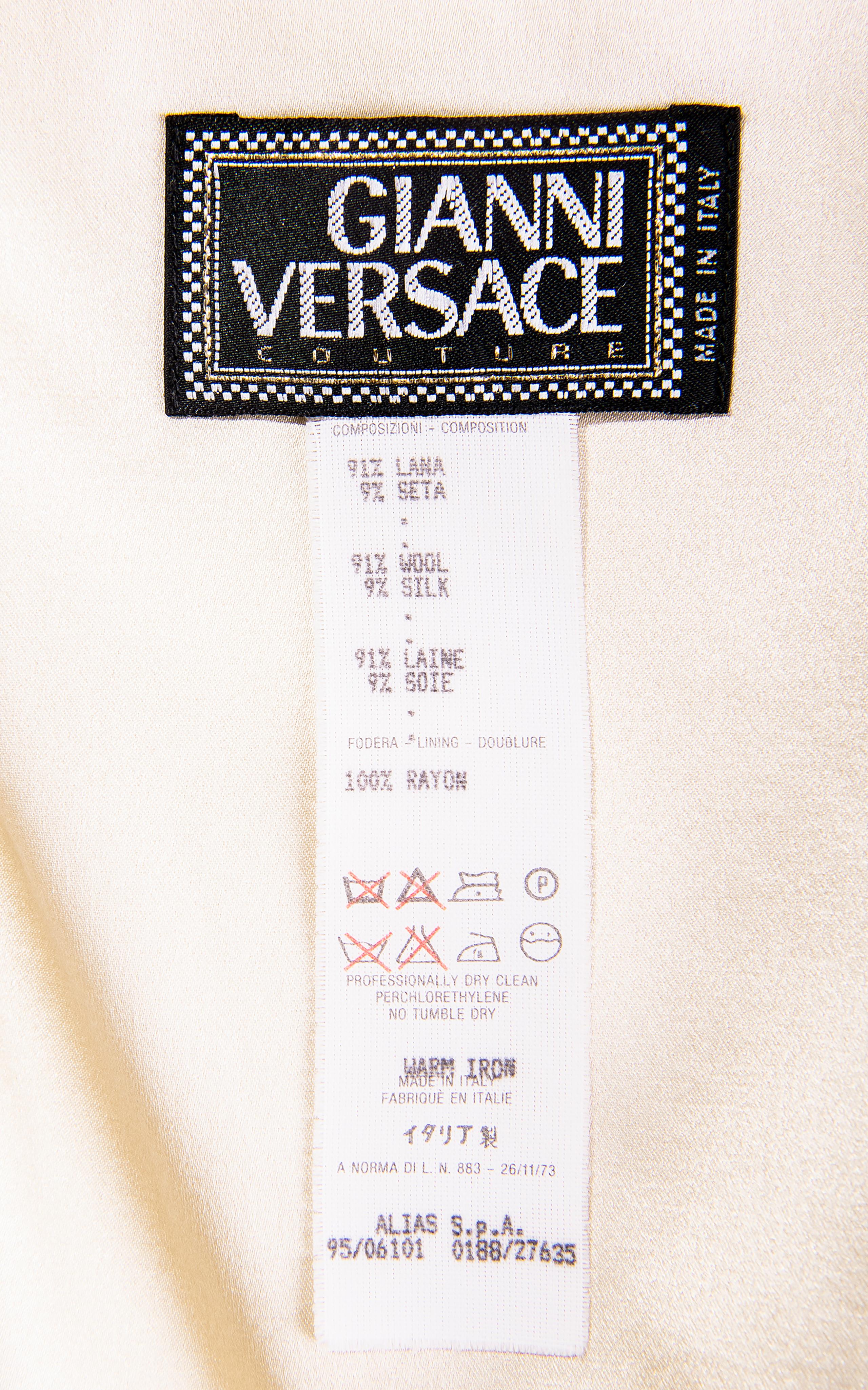 S/S 1995 Gianni Versace Cream Mini Dress with Medusa Head Details 7