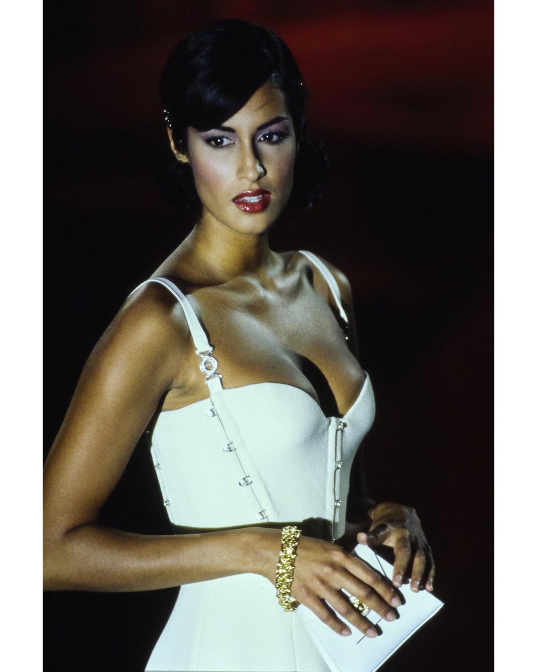 S/S 1995 Gianni Versace Cream Mini Dress with Medusa Head Details 5