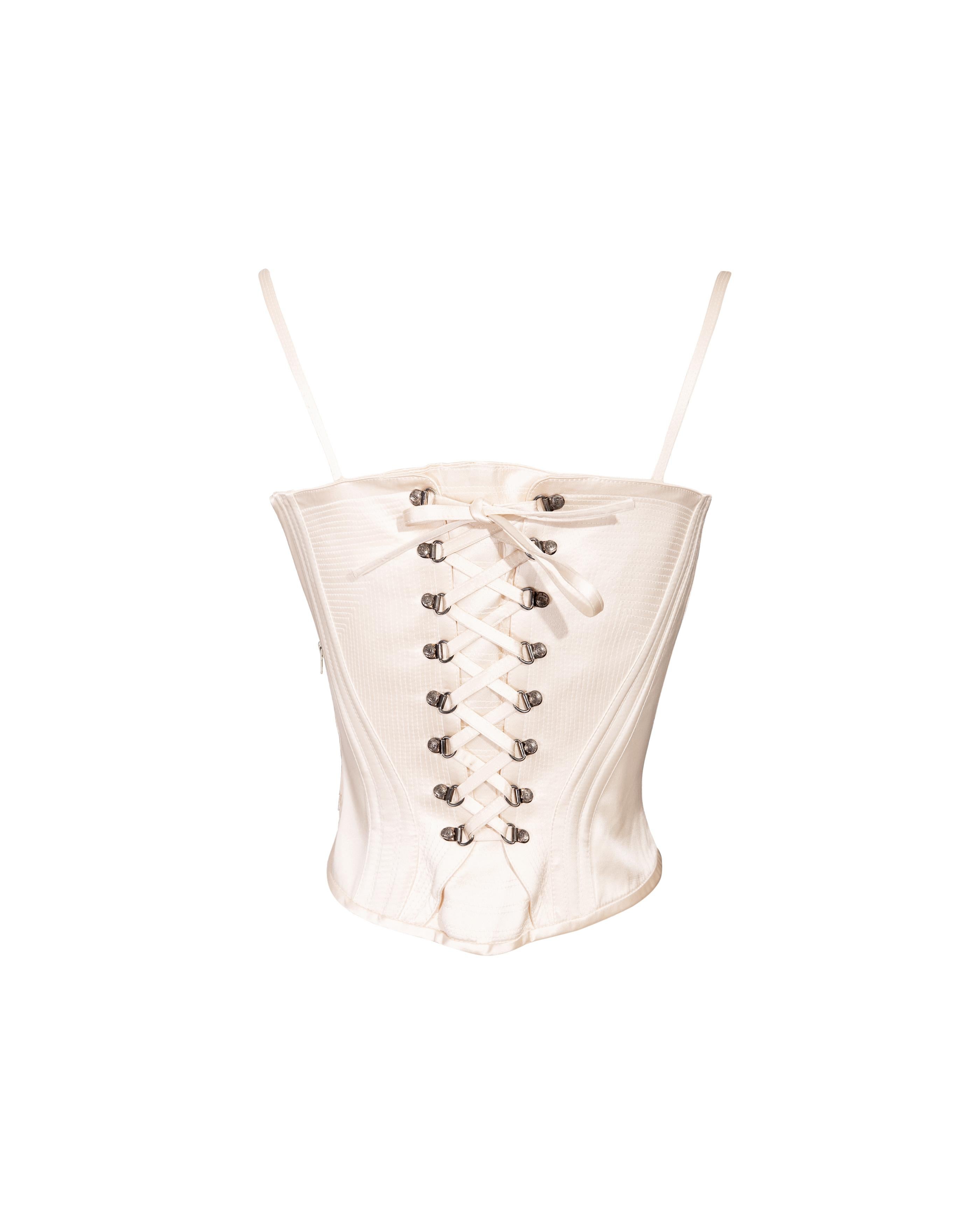 S/S 1995 Gianni Versace Ecru Lace-up Corset Top In Excellent Condition In North Hollywood, CA