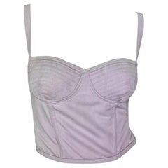 S/S 1995 - Gianni Versace - Bustier court matelassé à corset et à bretelles violet lavande