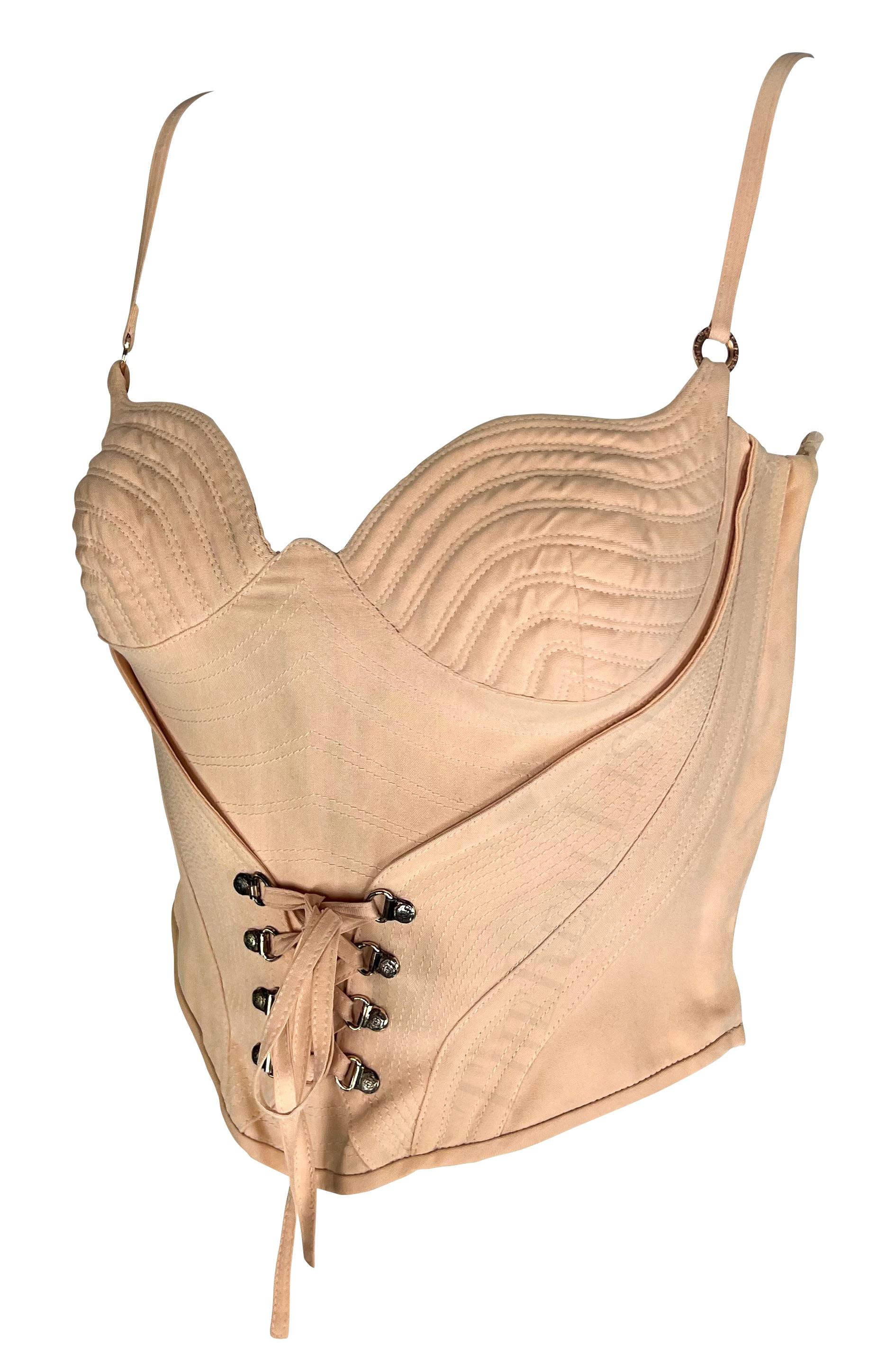S/S 1995 Gianni Versace Light Pink Boned Runway Corset Bustier In Good Condition For Sale In West Hollywood, CA