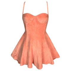 S/S 1995 Gianni Versace Mare Coral Pink Terry A-Line Skater Mini Dress