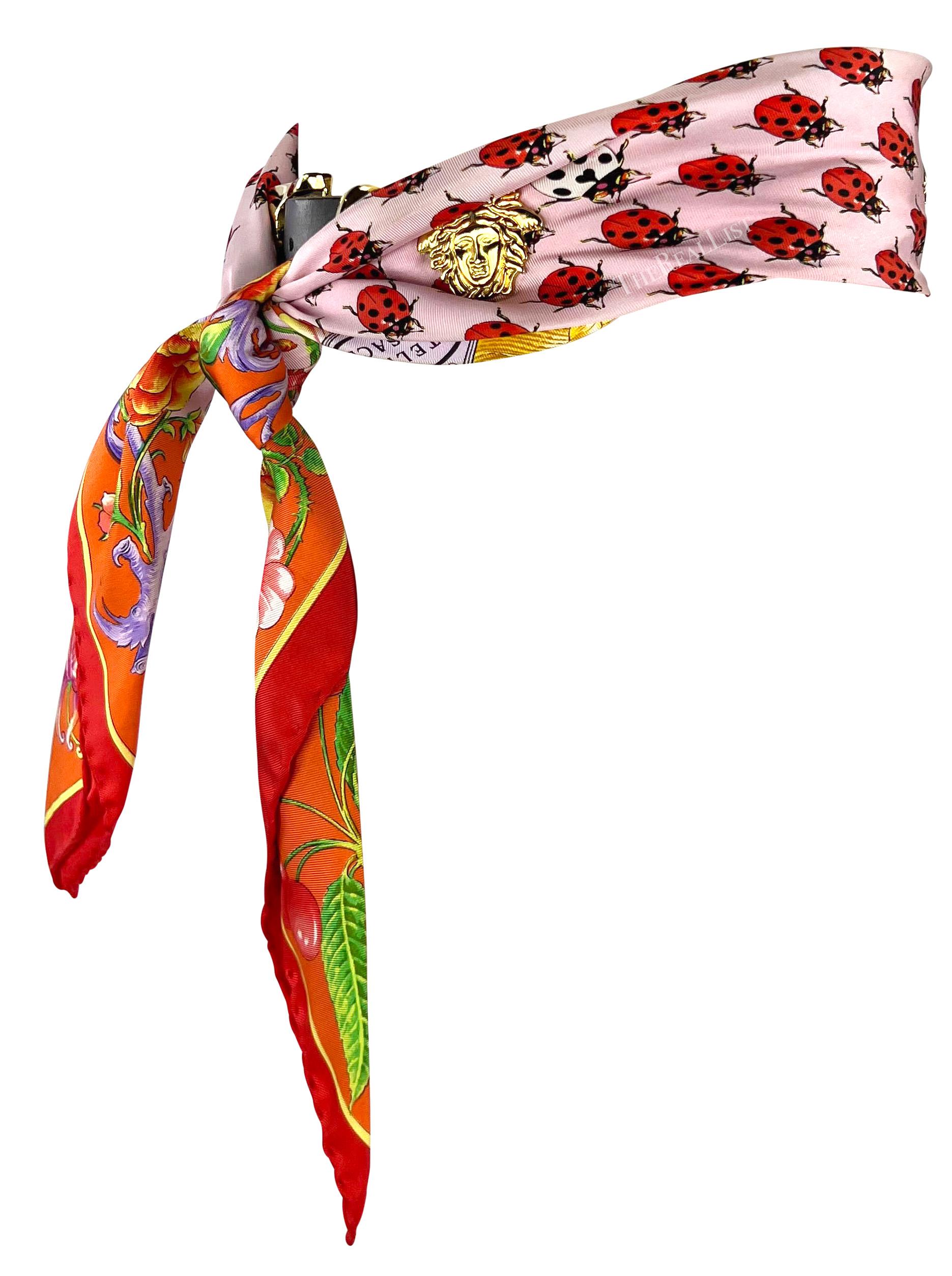 Women's S/S 1995 Gianni Versace Medusa Silk Scarf Lady Bug Belt  For Sale