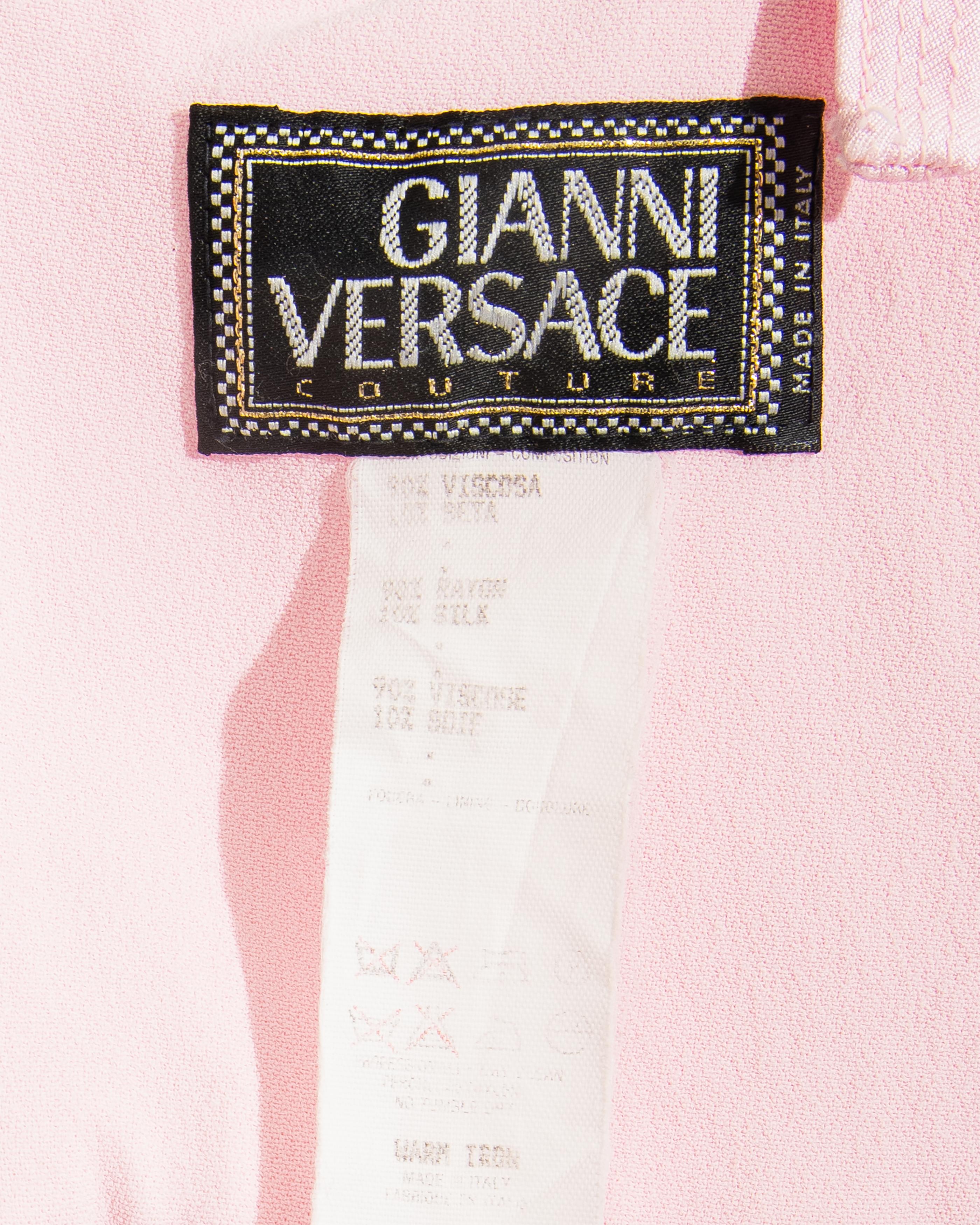 S/S 1995 Gianni Versace Pink Jersey Asymmetrical Mini Dress 7