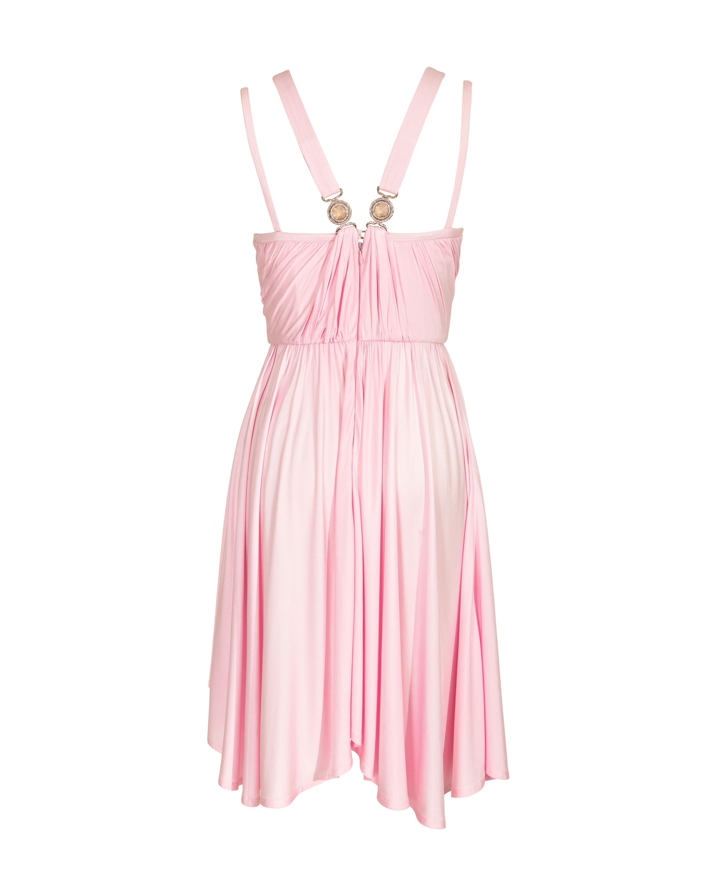 Women's S/S 1995 Gianni Versace Pink Jersey Asymmetrical Mini Dress