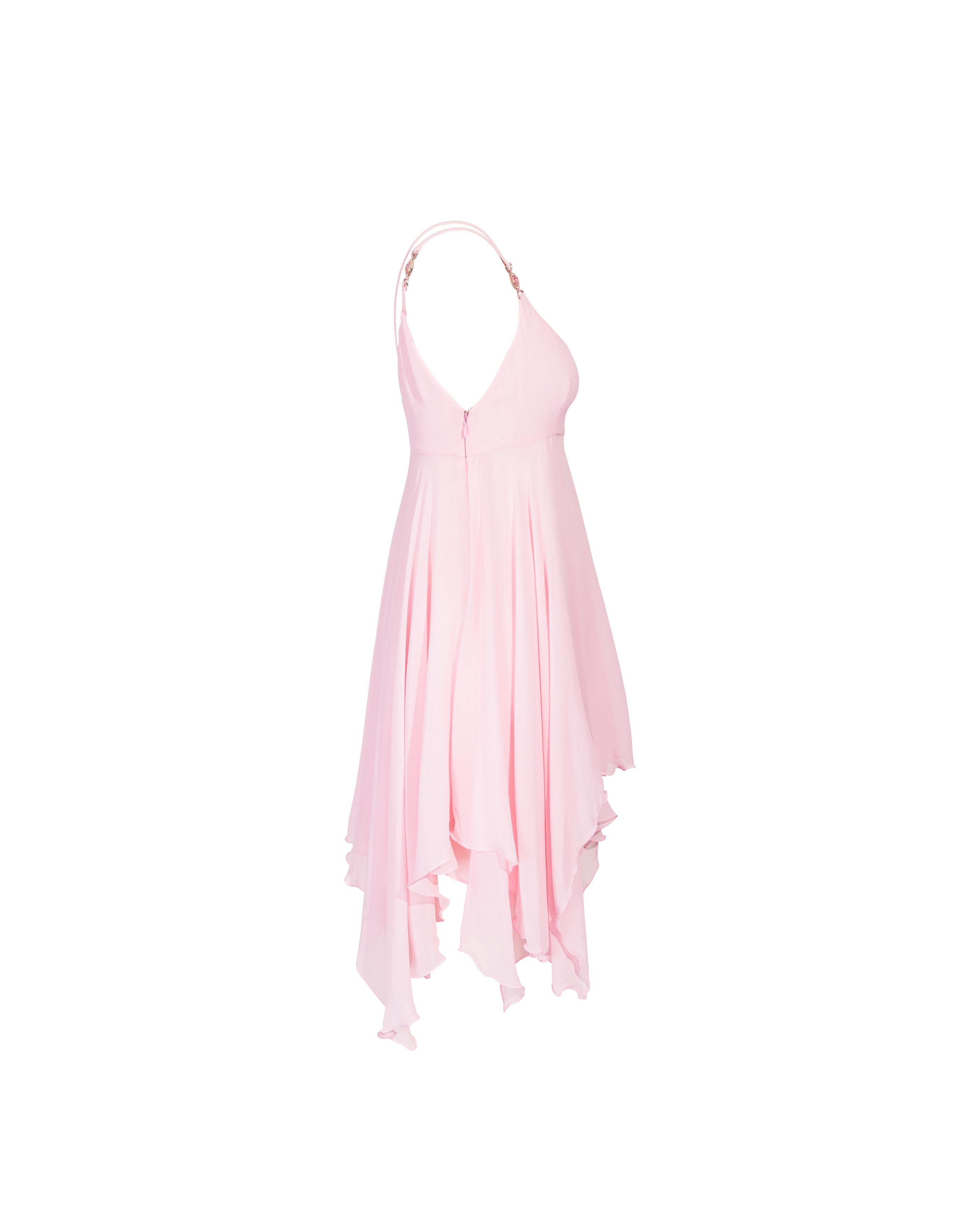 S/S 1995 Gianni Versace Pink Silk Chiffon Mini Dress In Good Condition In North Hollywood, CA