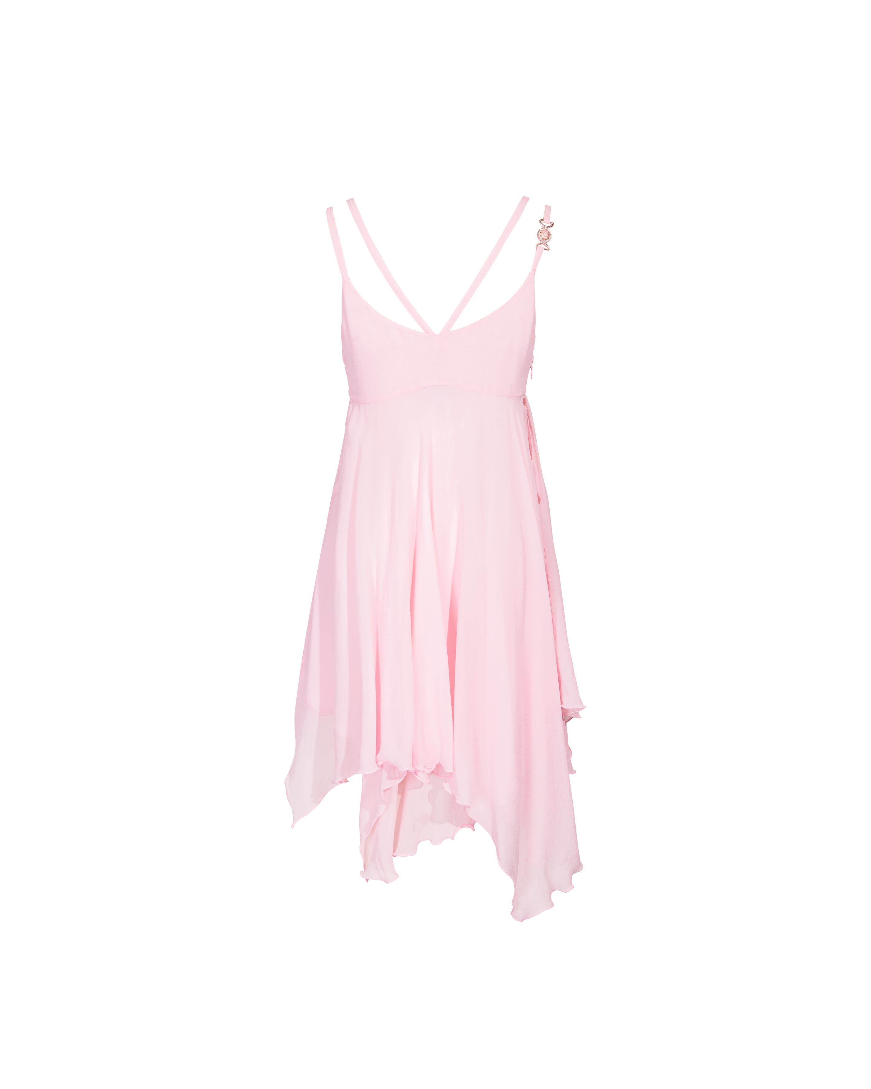 Women's S/S 1995 Gianni Versace Pink Silk Chiffon Mini Dress