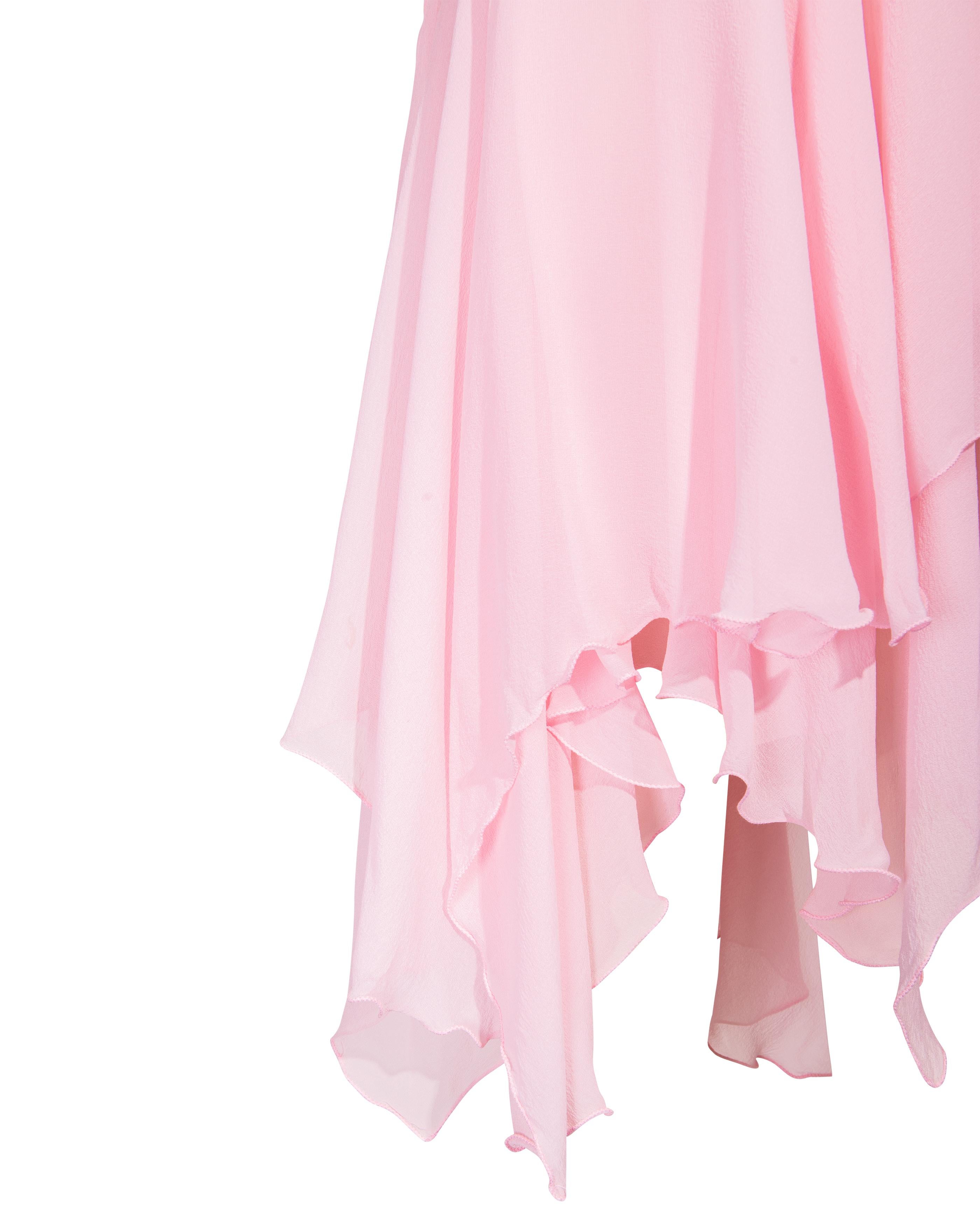 S/S 1995 Gianni Versace Pink Silk Chiffon Mini Dress 1