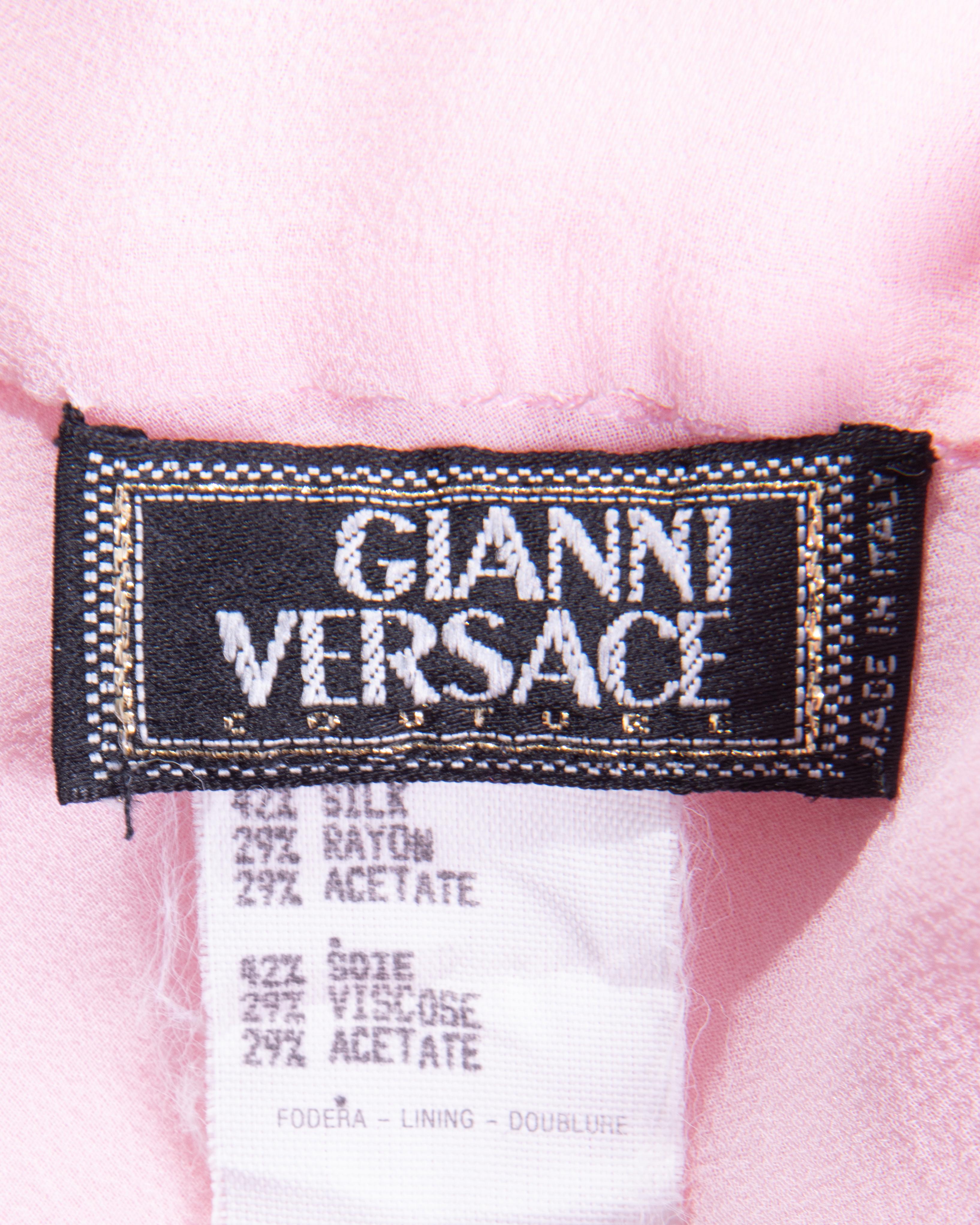 S/S 1995 Gianni Versace Pink Silk Chiffon Mini Dress 4